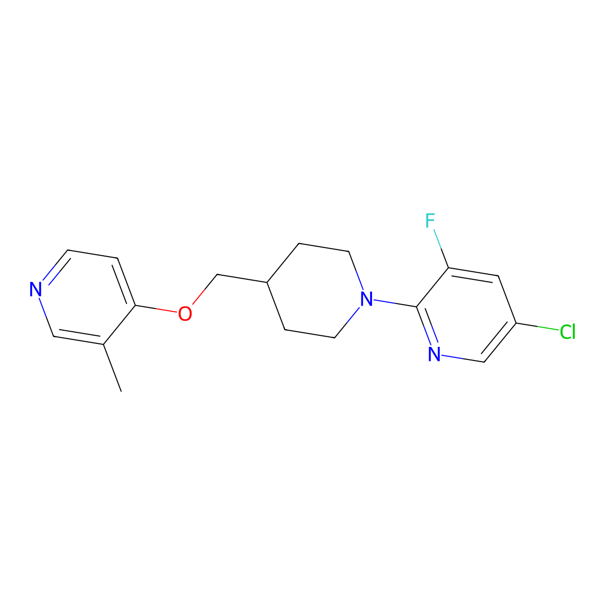 5-Chloro-3-fluoro-2-(4-{[(3-methylpyridin-4-yl)oxy]methyl}piperidin-1-yl)pyridine molecular structure, CAS 2742053-19-4