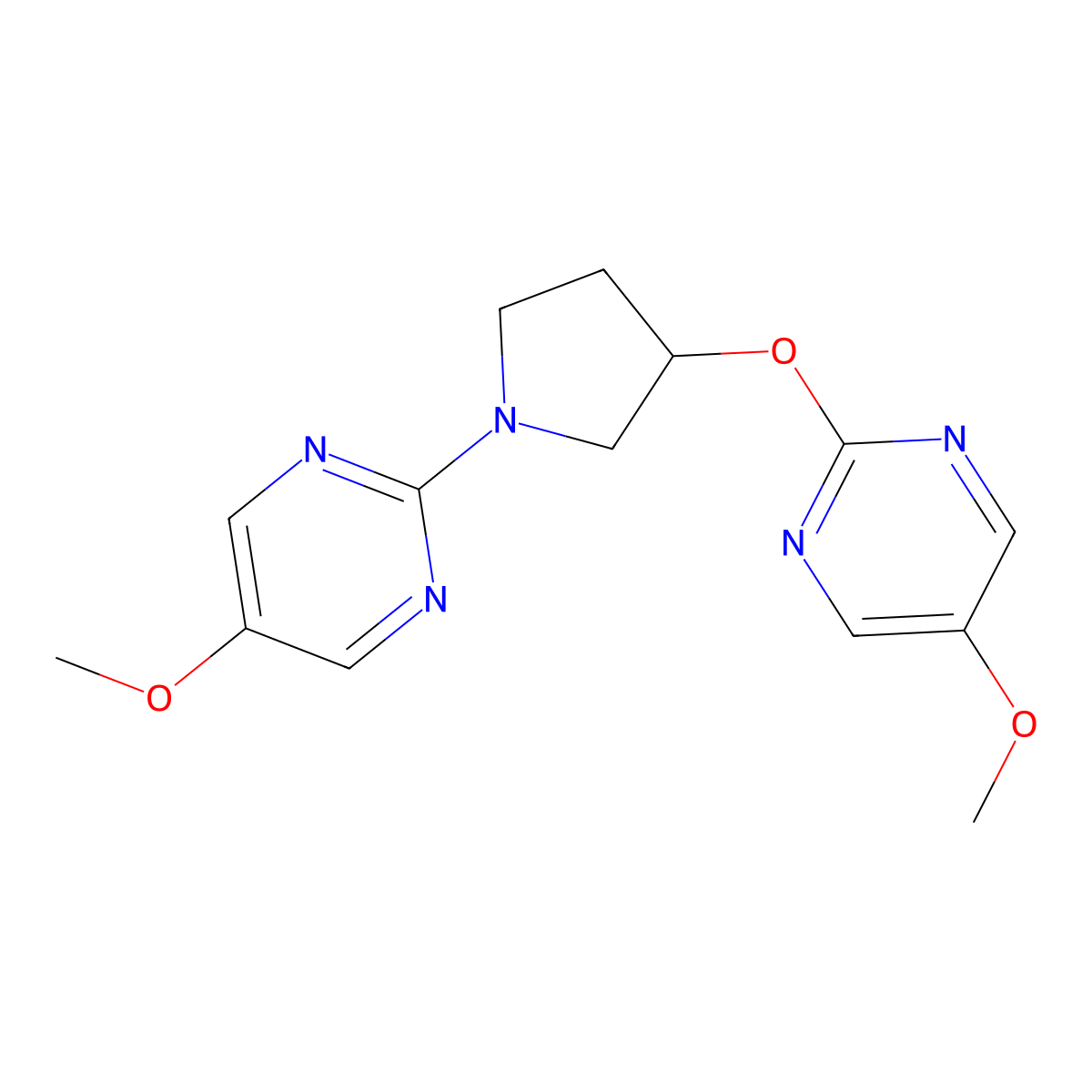 5-Methoxy-2-{3-[(5-methoxypyrimidin-2-yl)oxy]pyrrolidin-1-yl}pyrimidine molecular structure, CAS 2742053-25-2