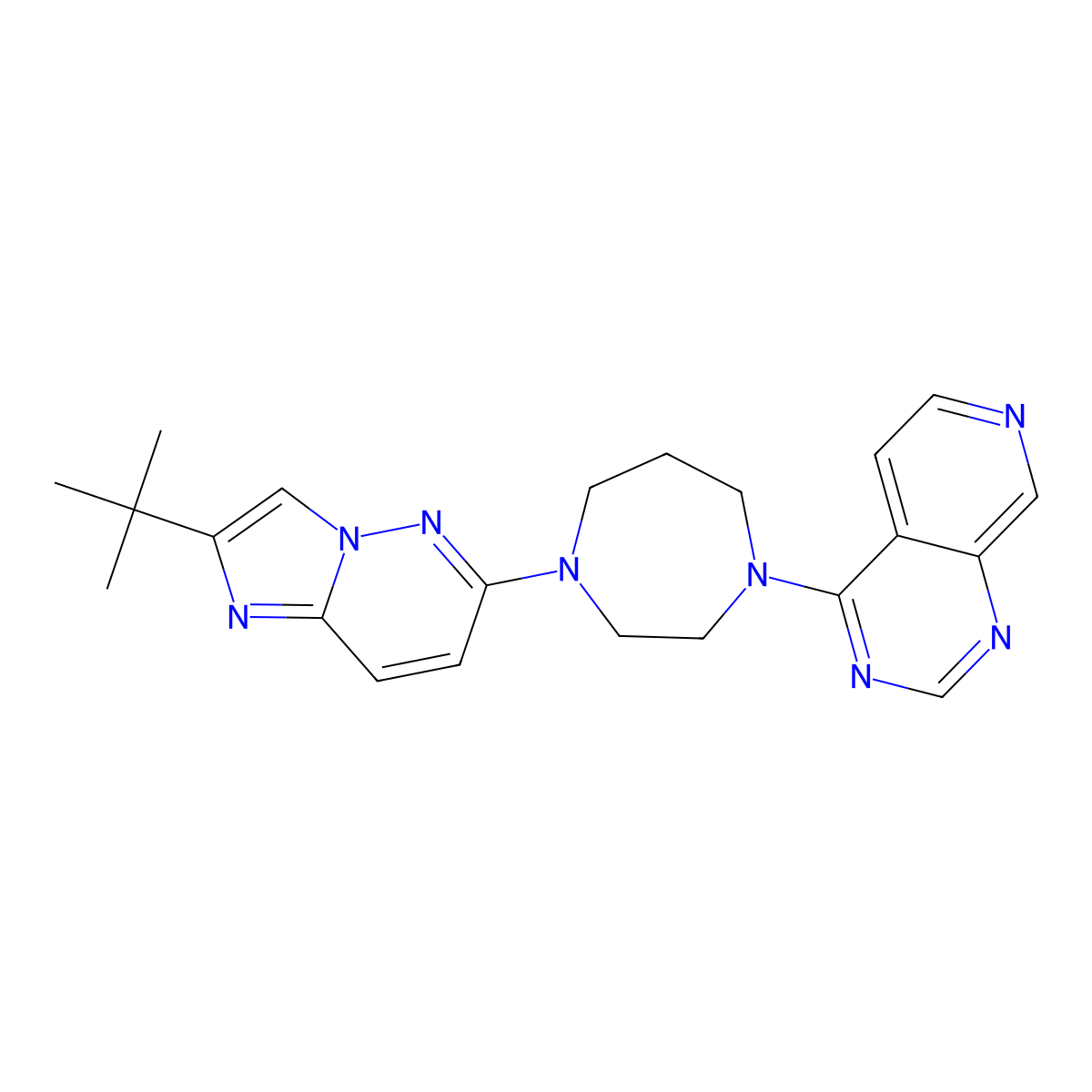 1-{2-Tert-butylimidazo[1,2-b]pyridazin-6-yl}-4-{pyrido[3,4-d]pyrimidin-4-yl}-1,4-diazepane molecular structure, CAS 2742053-34-3
