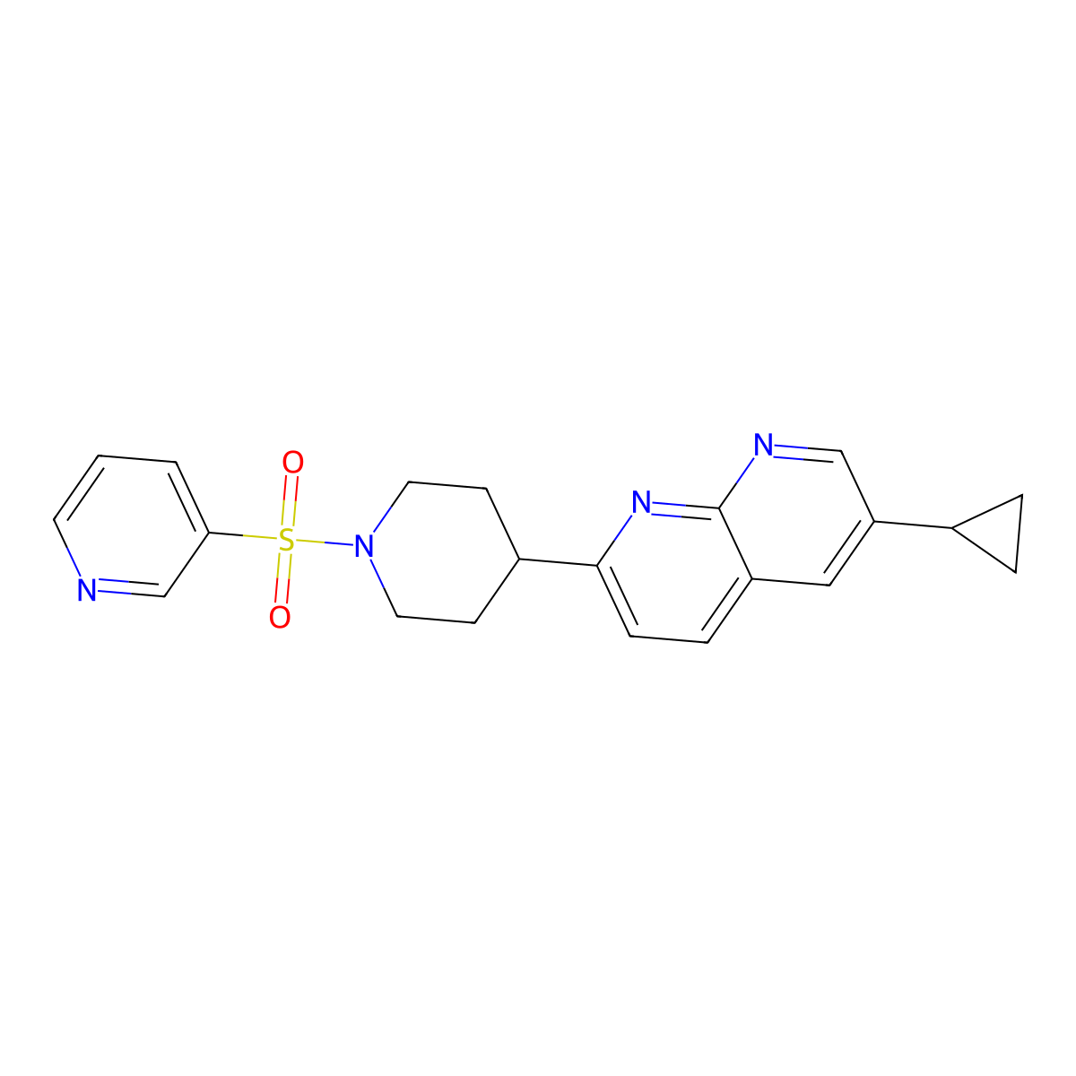 6-Cyclopropyl-2-(1-pyridin-3-ylsulfonylpiperidin-4-yl)-1,8-naphthyridine molecular structure, CAS 2742053-36-5