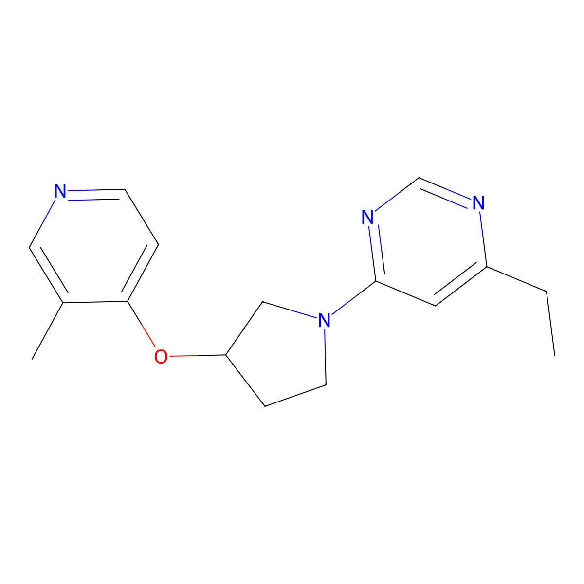 4-Ethyl-6-{3-[(3-methylpyridin-4-yl)oxy]pyrrolidin-1-yl}pyrimidine molecular structure, CAS 2742053-45-6