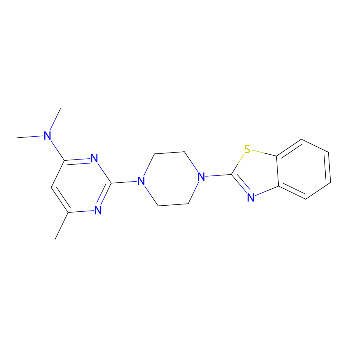 2-[4-(1,3-benzothiazol-2-yl)piperazin-1-yl]-N,N,6-trimethylpyrimidin-4-amine molecular structure, CAS 2742053-50-3