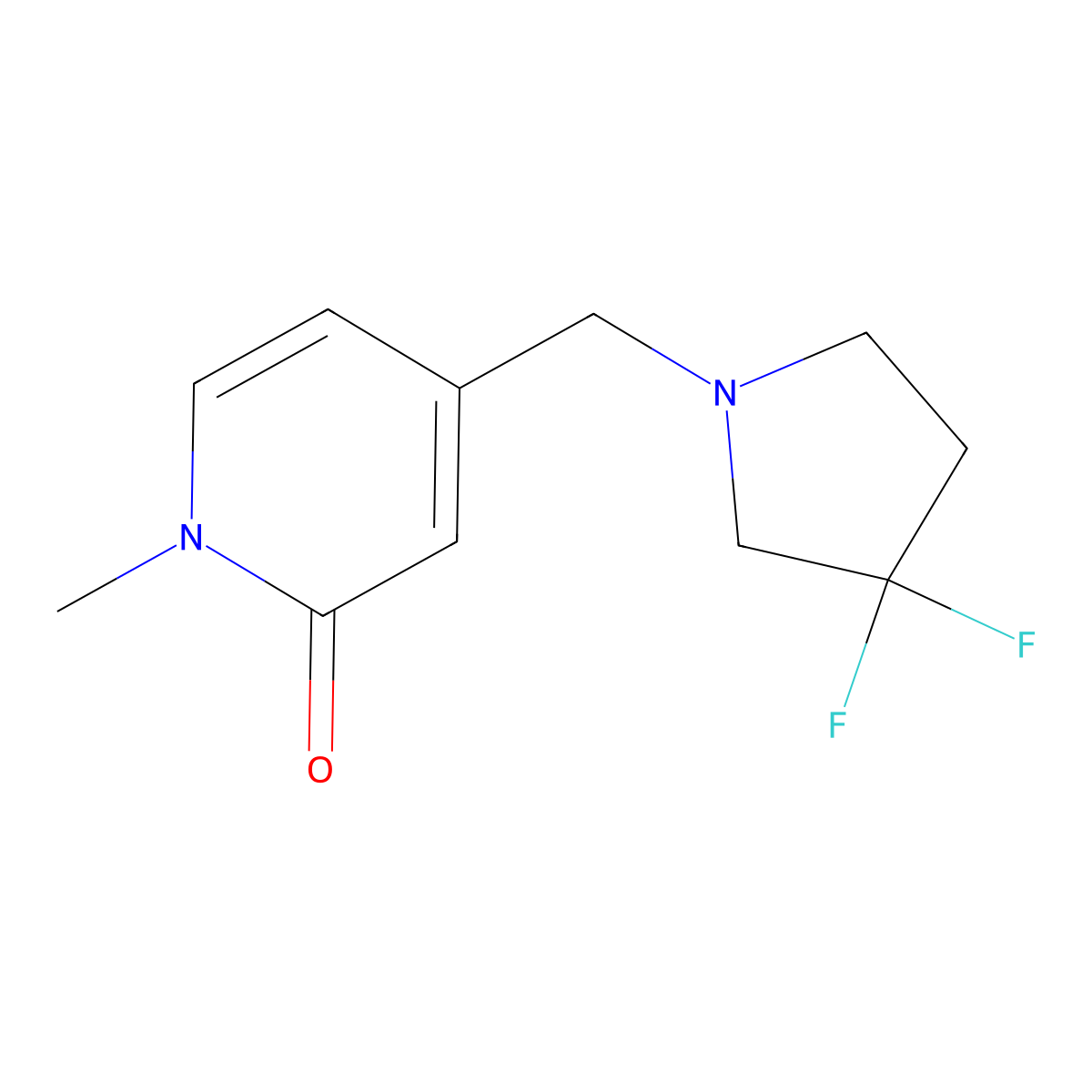 4-[(3,3-Difluoropyrrolidin-1-yl)methyl]-1-methyl-1,2-dihydropyridin-2-one molecular structure, CAS 2742053-51-4