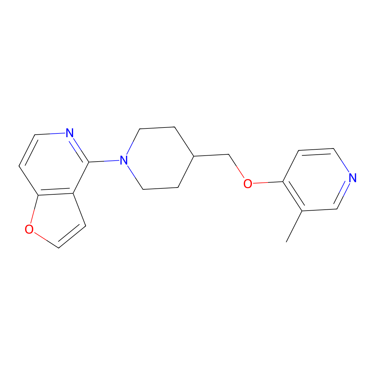 4-[(1-{Furo[3,2-c]pyridin-4-yl}piperidin-4-yl)methoxy]-3-methylpyridine molecular structure, CAS 2742053-52-5