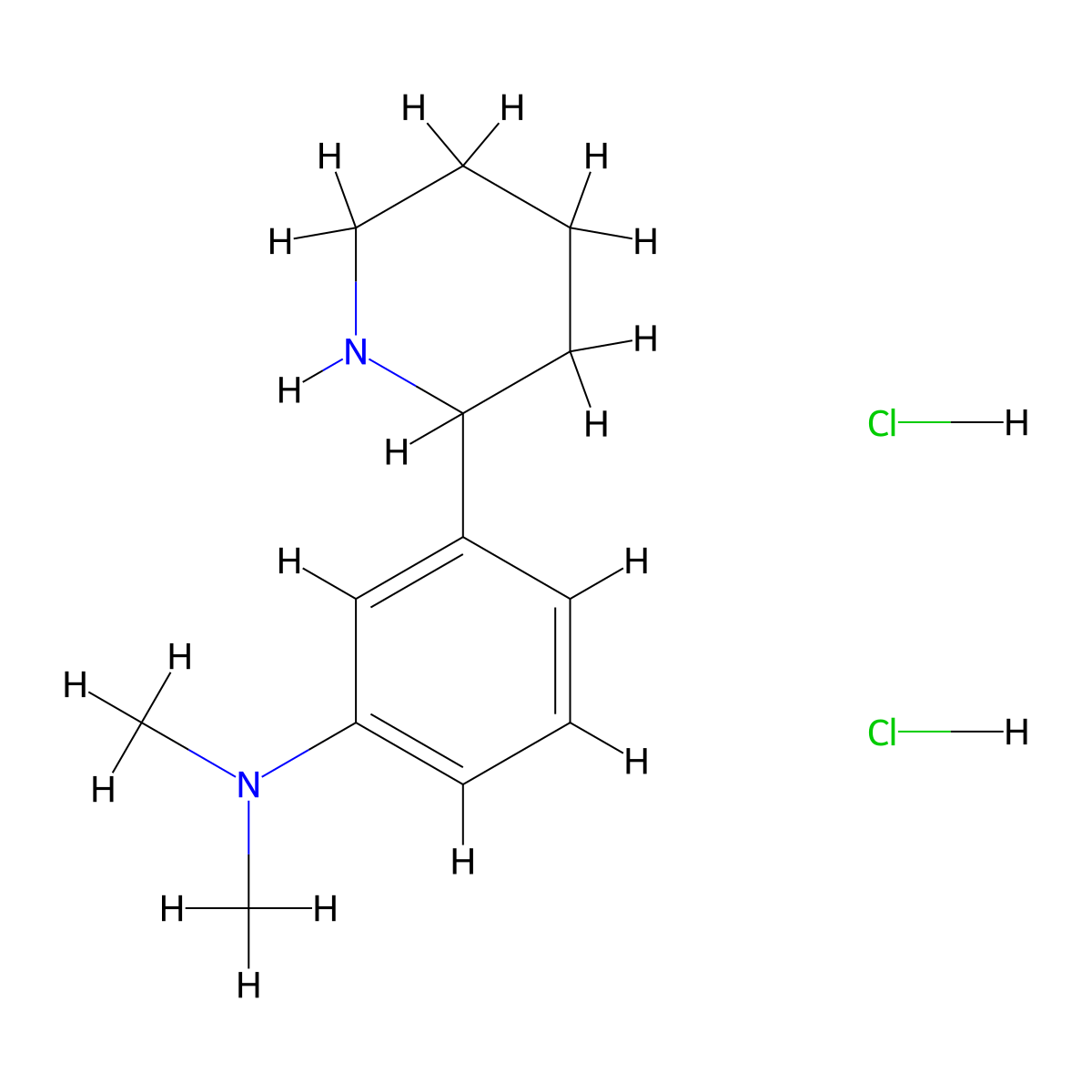 N,N-dimethyl-3-(piperidin-2-yl)aniline dihydrochloride molecular structure, CAS 2742053-67-2