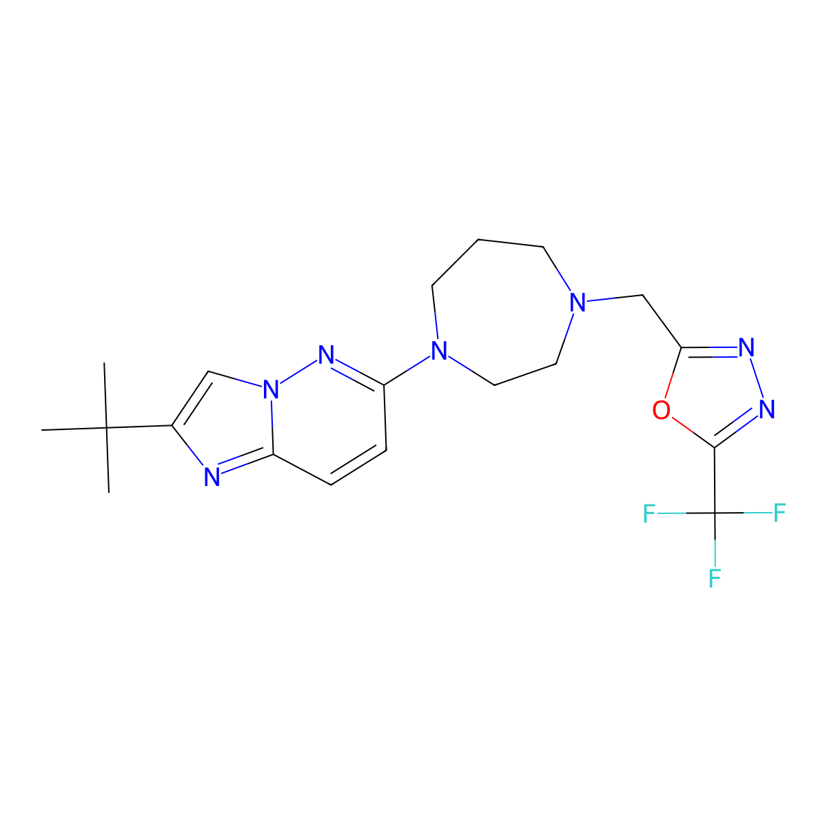 1-{2-Tert-butylimidazo[1,2-b]pyridazin-6-yl}-4-{[5-(trifluoromethyl)-1,3,4-oxadiazol-2-yl]methyl}-1,4-diazepane molecular structure, CAS 2742053-69-4