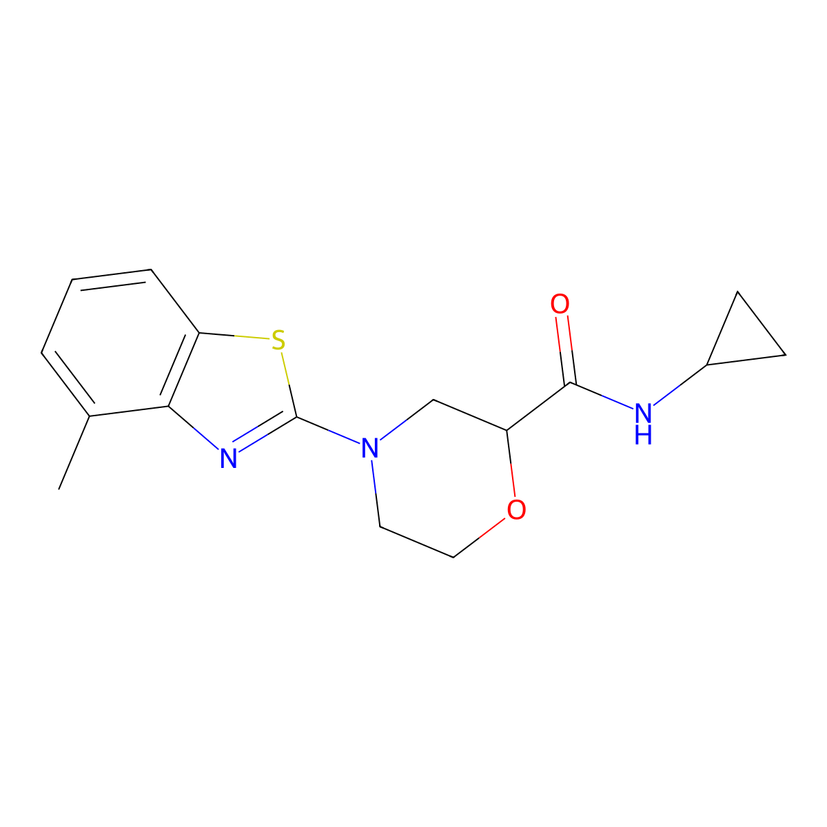 N-cyclopropyl-4-(4-methyl-1,3-benzothiazol-2-yl)morpholine-2-carboxamide molecular structure, CAS 2742053-71-8