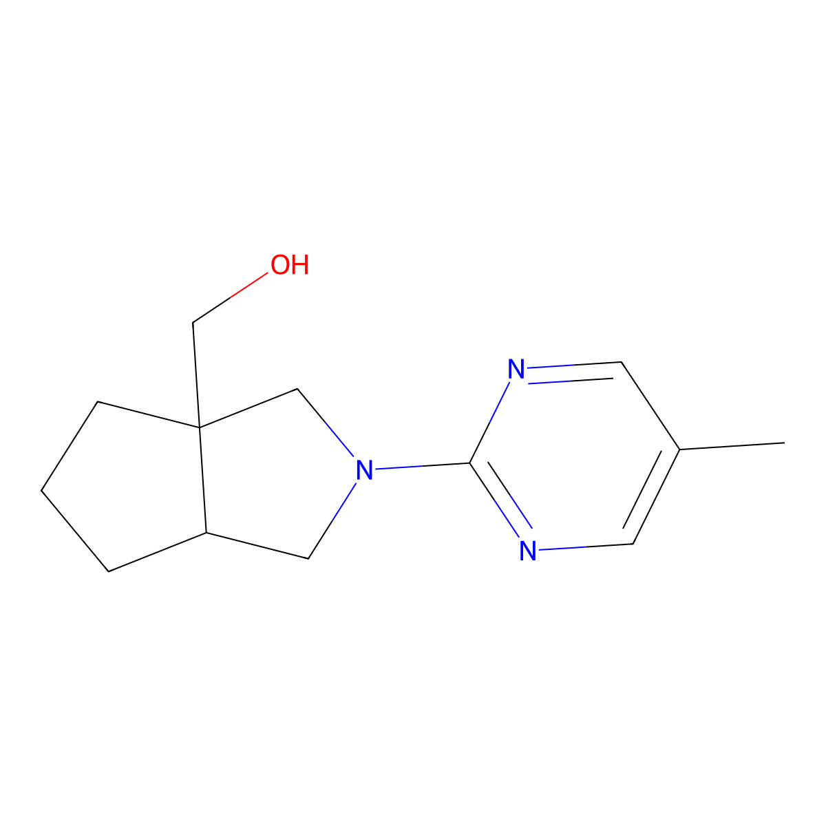 [2-(5-Methylpyrimidin-2-yl)-octahydrocyclopenta[c]pyrrol-3a-yl]methanol molecular structure, CAS 2742053-74-1