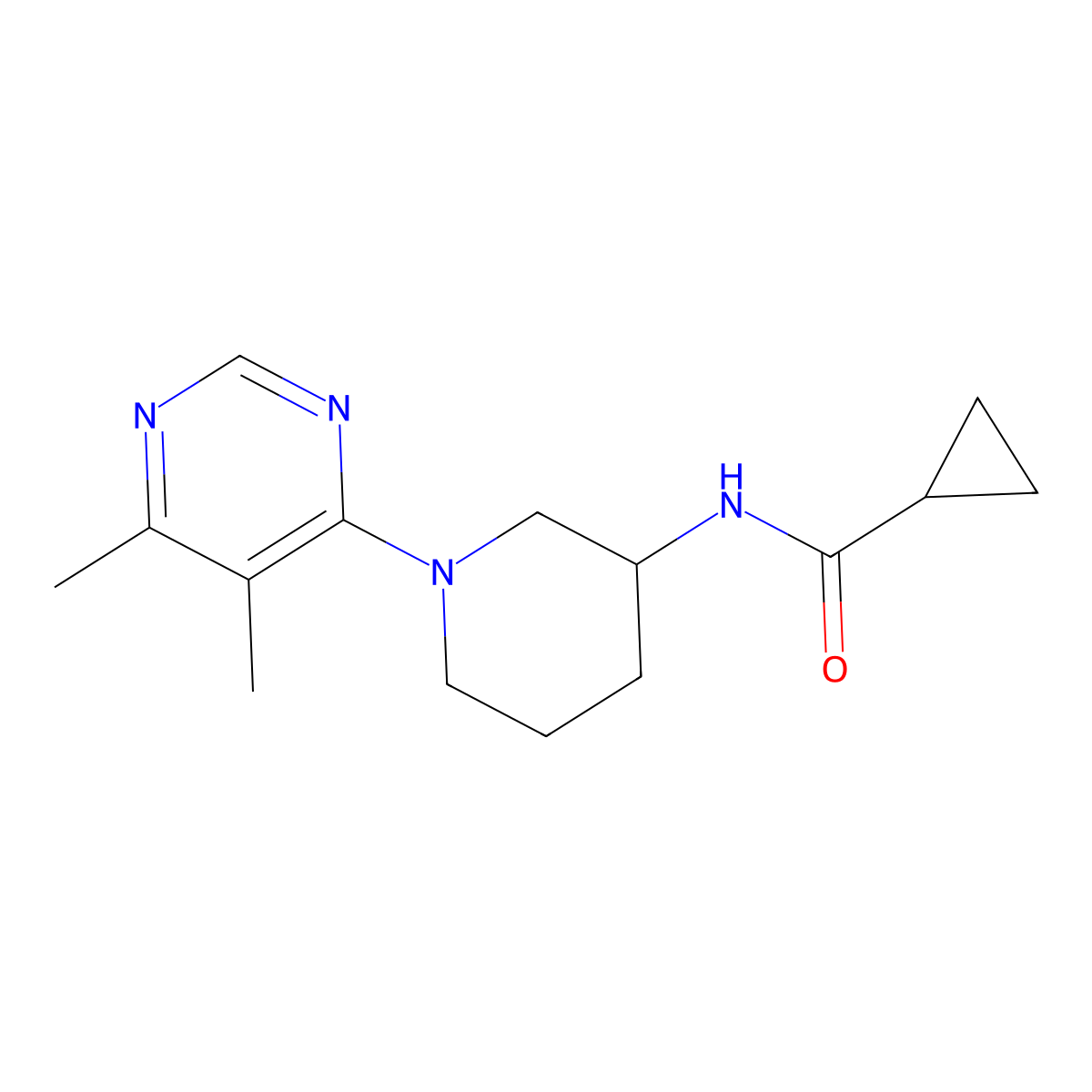 N-[1-(5,6-dimethylpyrimidin-4-yl)piperidin-3-yl]cyclopropanecarboxamide molecular structure, CAS 2742053-76-3