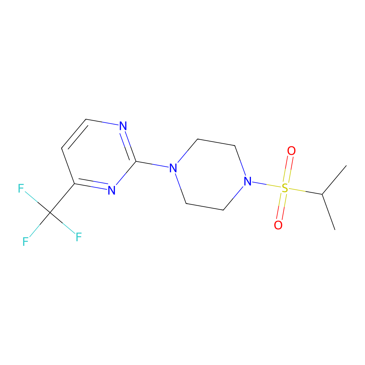 2-[4-(Propane-2-sulfonyl)piperazin-1-yl]-4-(trifluoromethyl)pyrimidine molecular structure, CAS 2742053-78-5