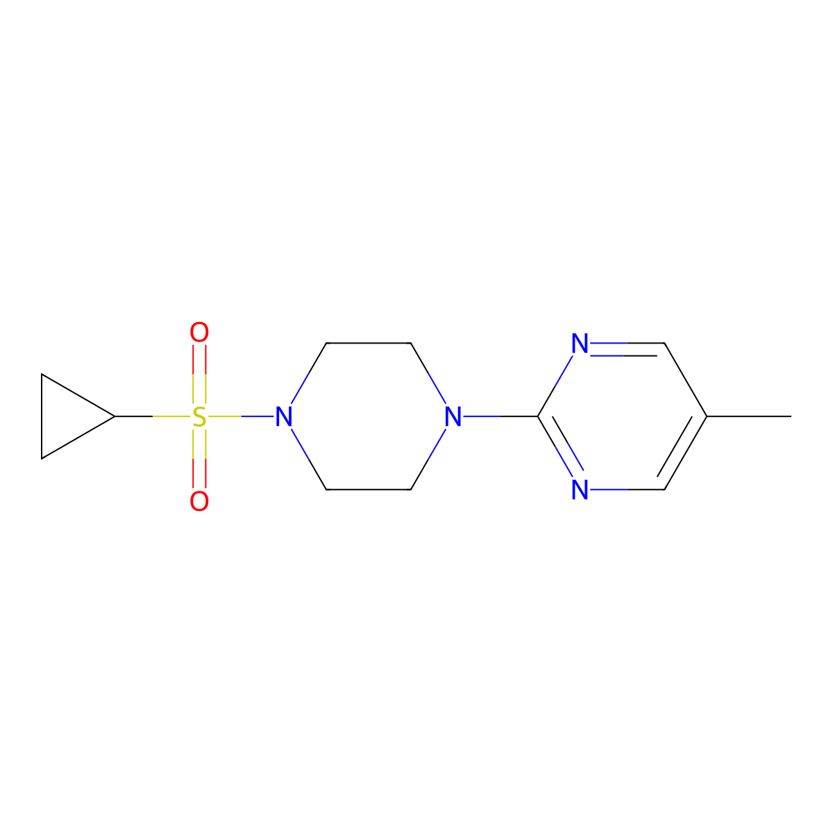 2-[4-(Cyclopropanesulfonyl)piperazin-1-yl]-5-methylpyrimidine molecular structure, CAS 2742053-83-2