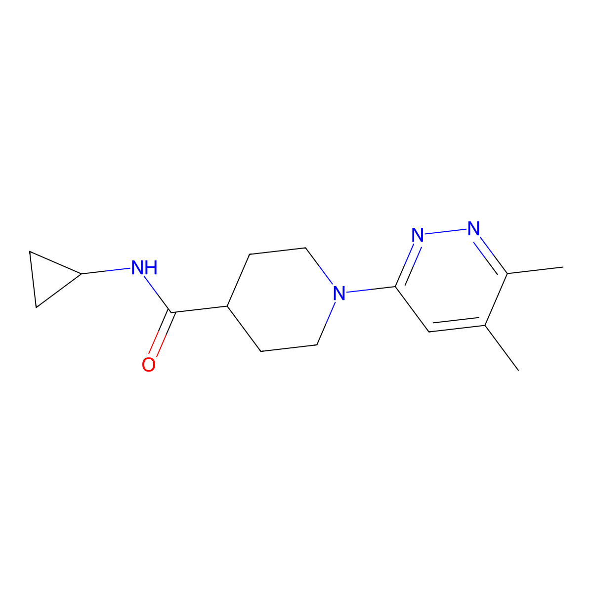 N-cyclopropyl-1-(5,6-dimethylpyridazin-3-yl)piperidine-4-carboxamide molecular structure, CAS 2742053-89-8