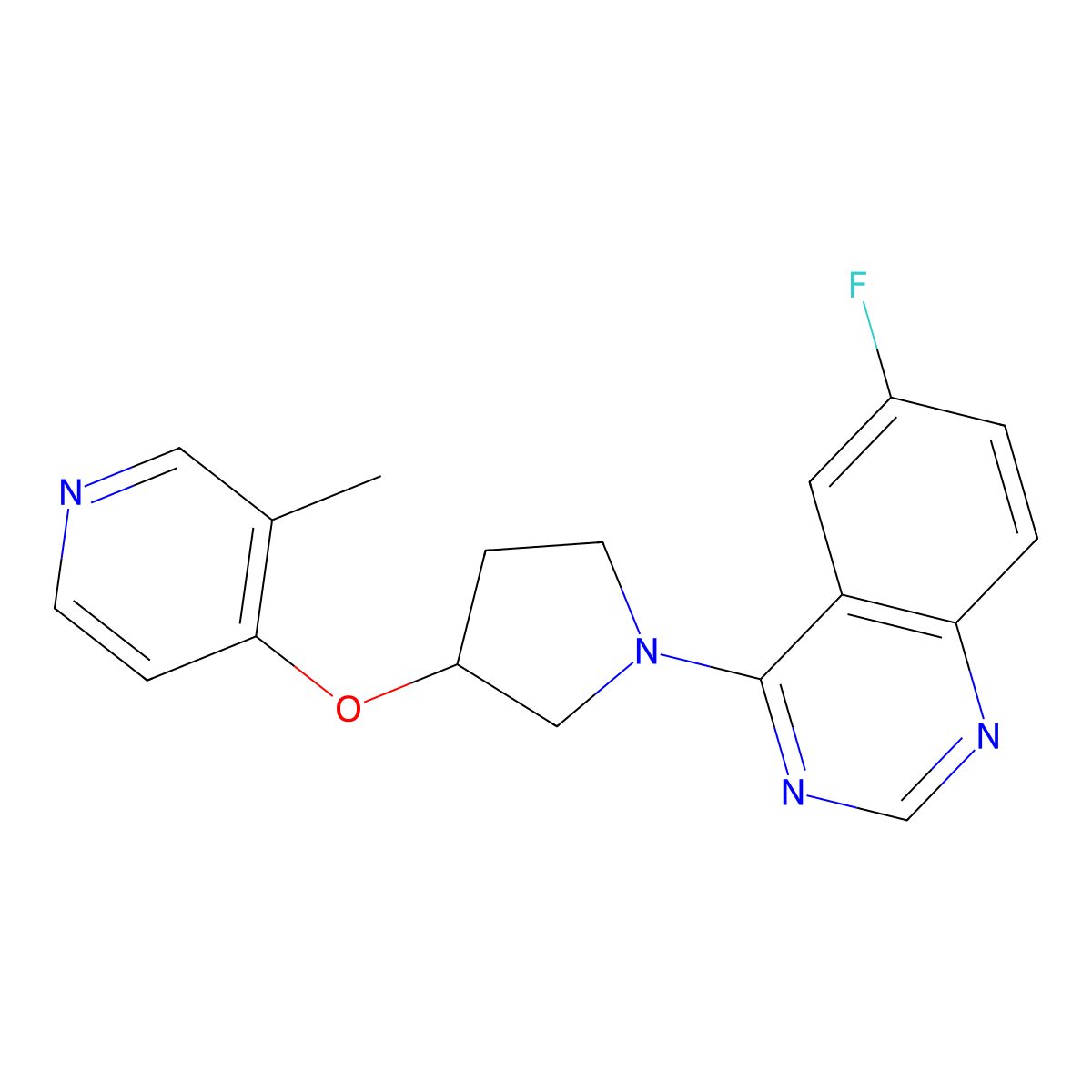 6-Fluoro-4-{3-[(3-methylpyridin-4-yl)oxy]pyrrolidin-1-yl}quinazoline molecular structure, CAS 2742053-90-1