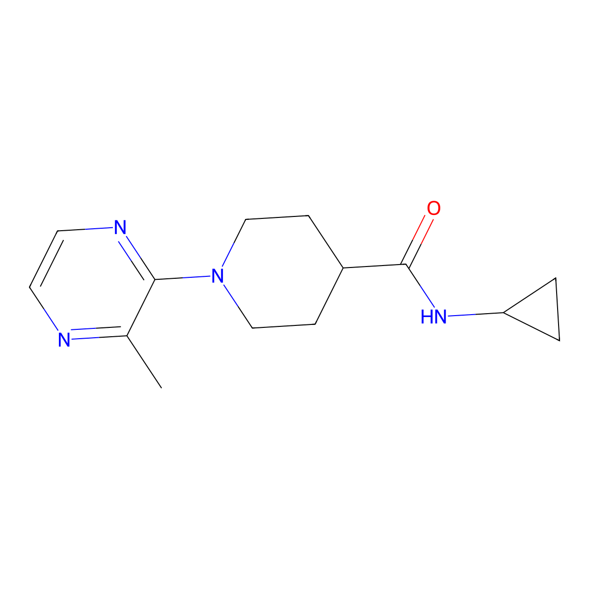 N-cyclopropyl-1-(3-methylpyrazin-2-yl)piperidine-4-carboxamide molecular structure, CAS 2742053-99-0