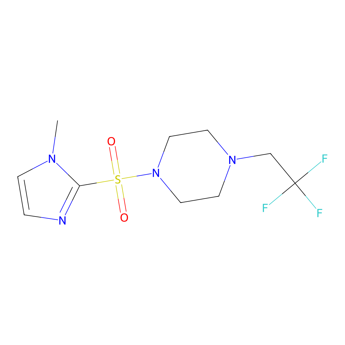 1-[(1-methyl-1H-imidazol-2-yl)sulfonyl]-4-(2,2,2-trifluoroethyl)piperazine molecular structure, CAS 2742054-00-6