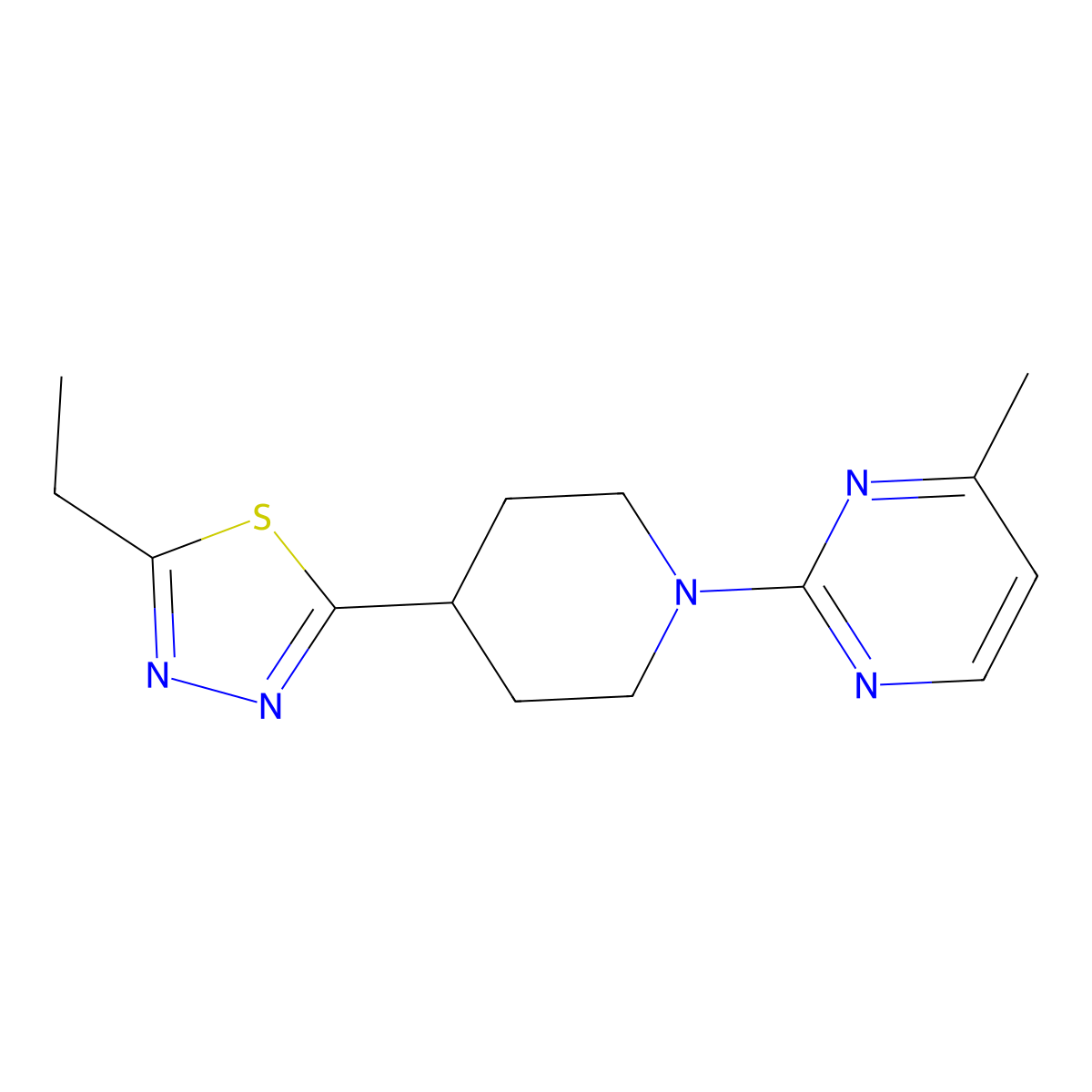 2-[4-(5-Ethyl-1,3,4-thiadiazol-2-yl)piperidin-1-yl]-4-methylpyrimidine molecular structure, CAS 2742054-01-7