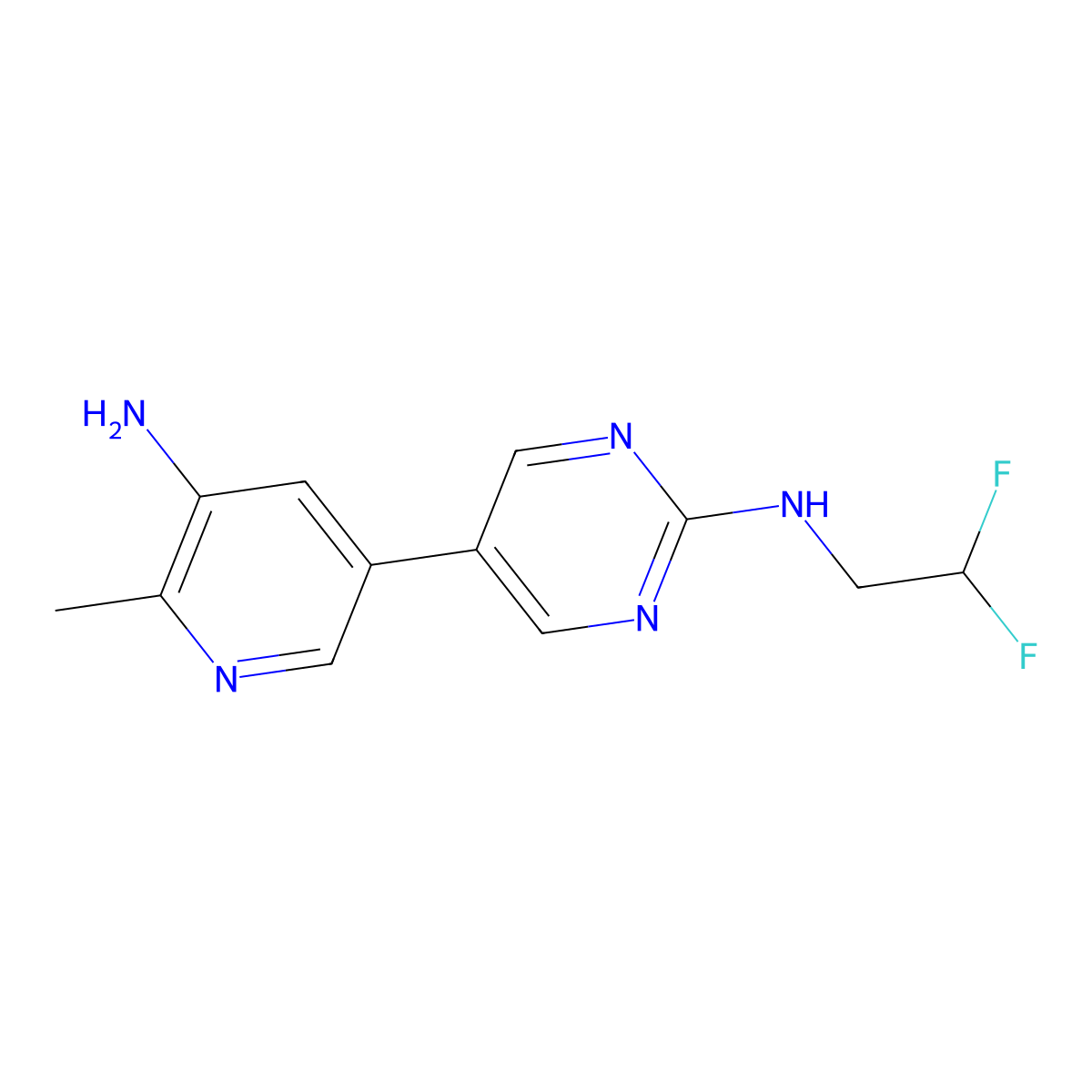 5-(5-amino-6-methylpyridin-3-yl)-N-(2,2-difluoroethyl)pyrimidin-2-amine molecular structure, CAS 2742054-06-2