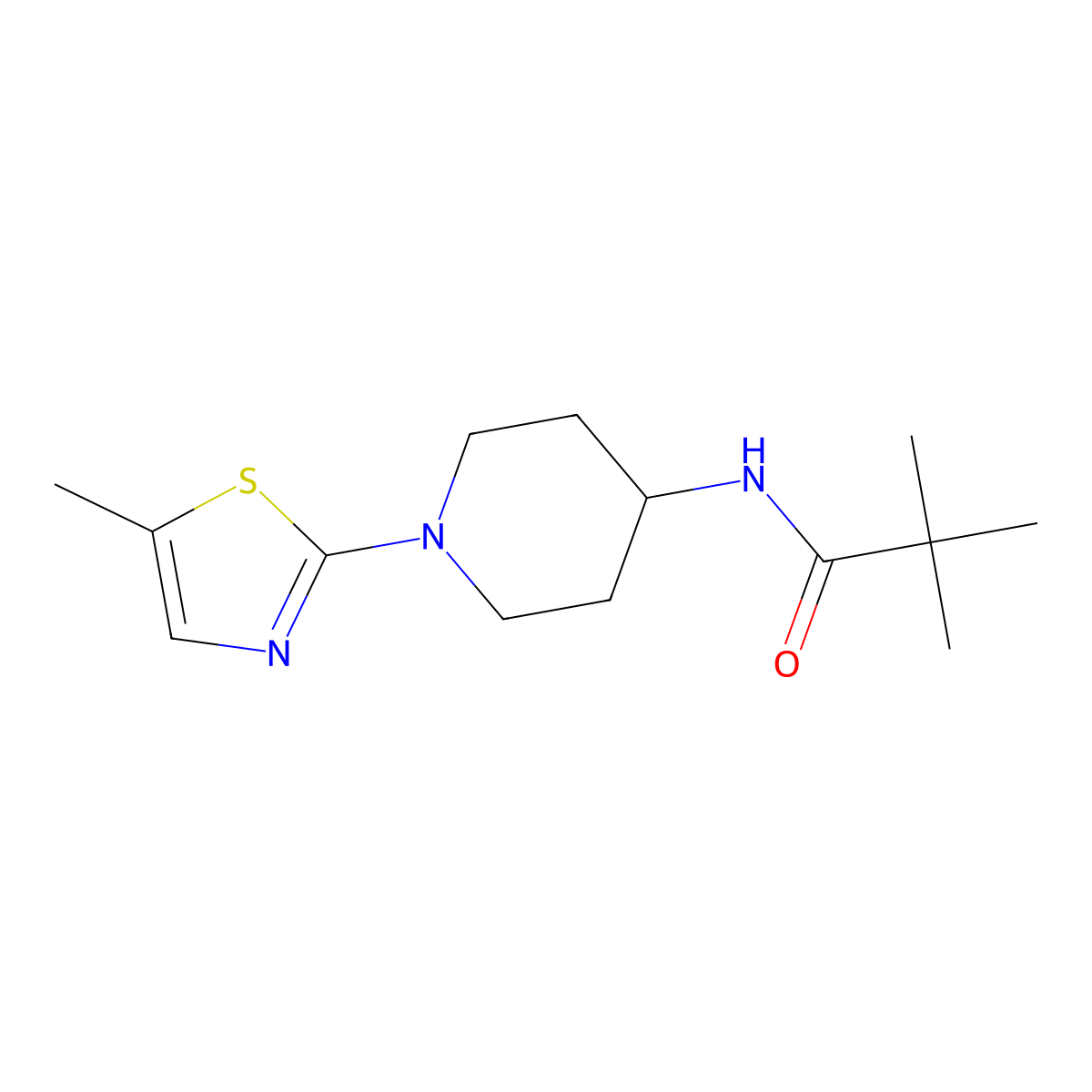 2,2-dimethyl-N-[1-(5-methyl-1,3-thiazol-2-yl)piperidin-4-yl]propanamide molecular structure, CAS 2742054-07-3