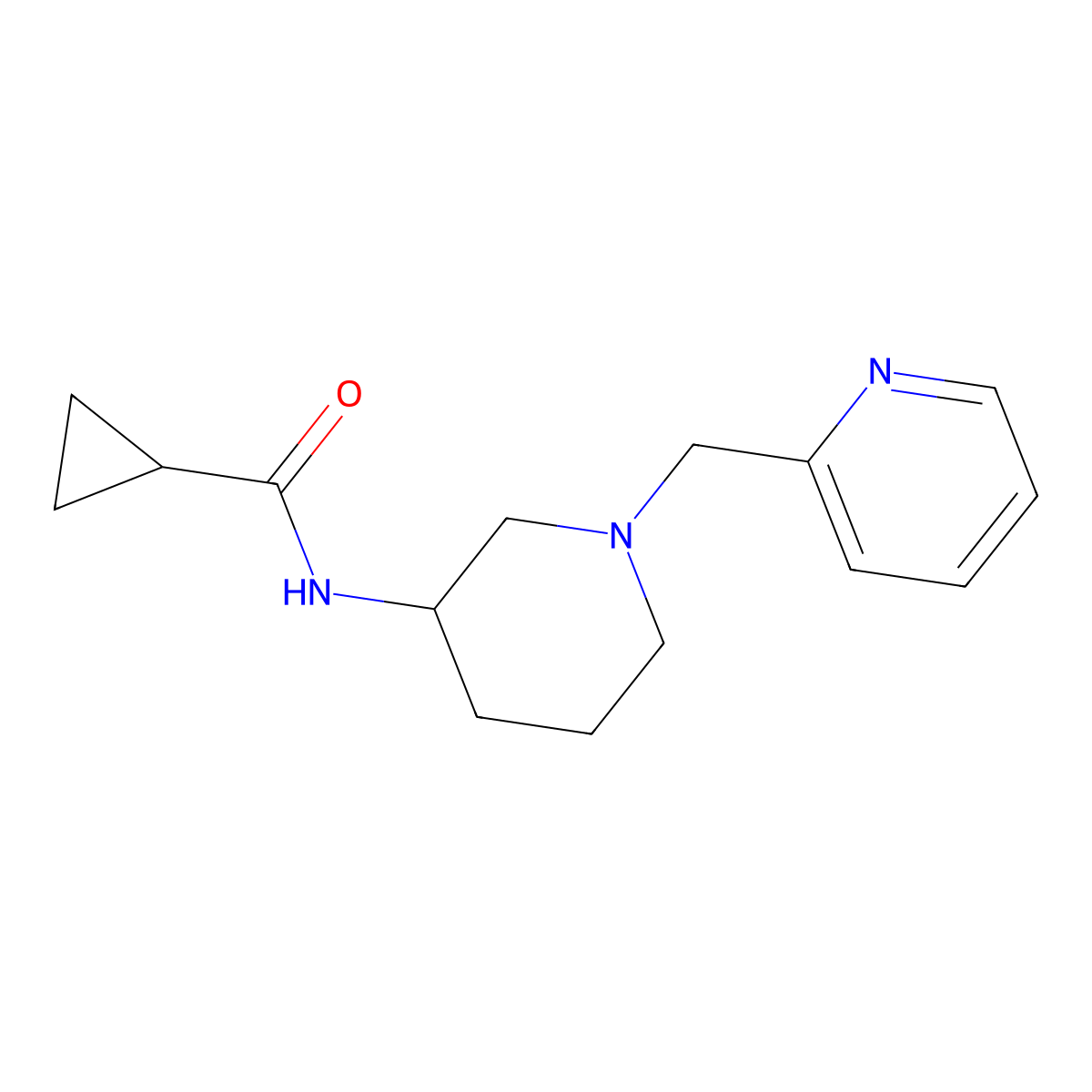 N-{1-[(pyridin-2-yl)methyl]piperidin-3-yl}cyclopropanecarboxamide molecular structure, CAS 2742054-10-8