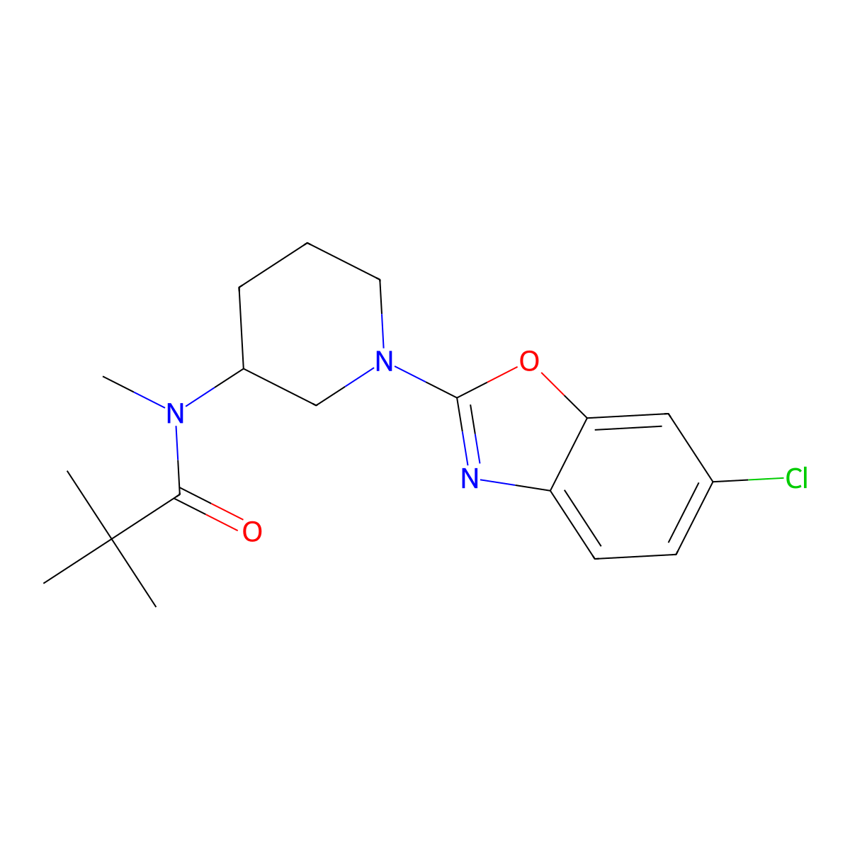 N-[1-(6-chloro-1,3-benzoxazol-2-yl)piperidin-3-yl]-N,2,2-trimethylpropanamide molecular structure, CAS 2742054-14-2