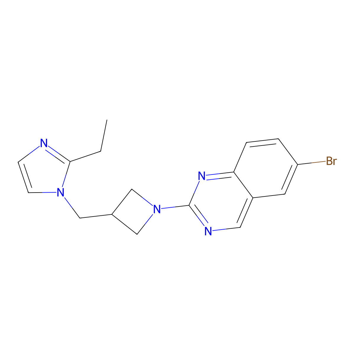 6-bromo-2-{3-[(2-ethyl-1H-imidazol-1-yl)methyl]azetidin-1-yl}quinazoline molecular structure, CAS 2742054-15-3