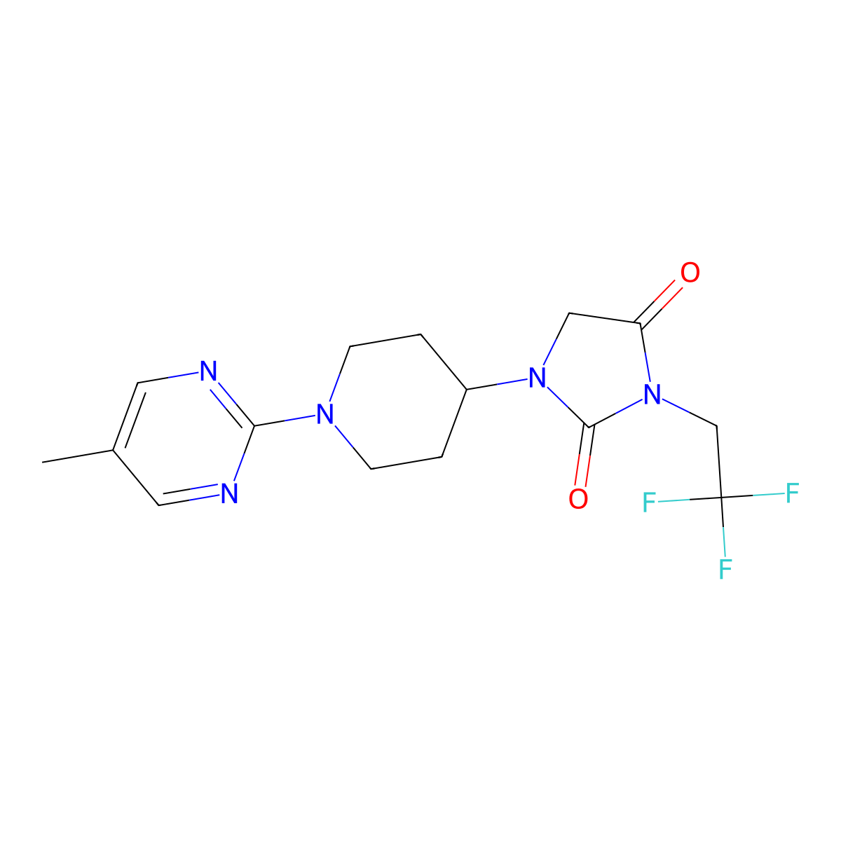 1-[1-(5-Methylpyrimidin-2-yl)piperidin-4-yl]-3-(2,2,2-trifluoroethyl)imidazolidine-2,4-dione molecular structure, CAS 2742054-23-3