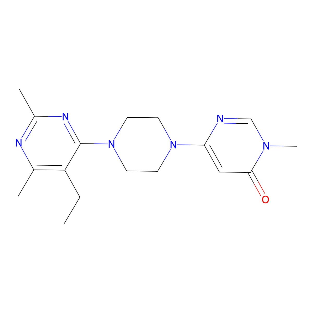 6-[4-(5-Ethyl-2,6-dimethylpyrimidin-4-yl)piperazin-1-yl]-3-methyl-3,4-dihydropyrimidin-4-one molecular structure, CAS 2742054-25-5