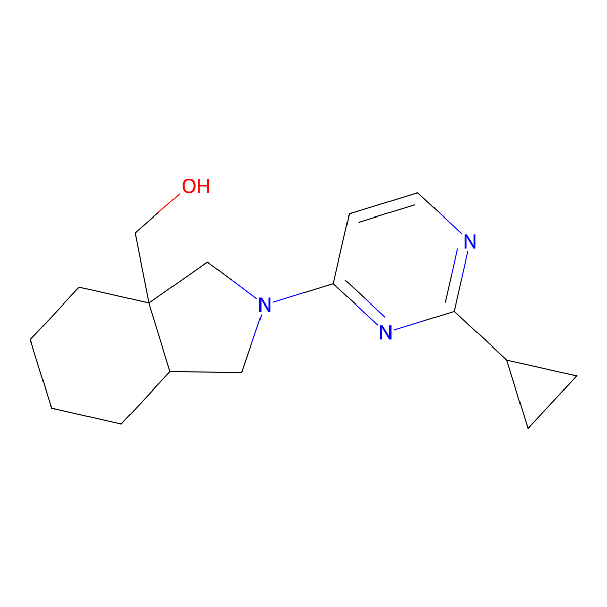 [2-(2-cyclopropylpyrimidin-4-yl)-octahydro-1H-isoindol-3a-yl]methanol molecular structure, CAS 2742054-30-2