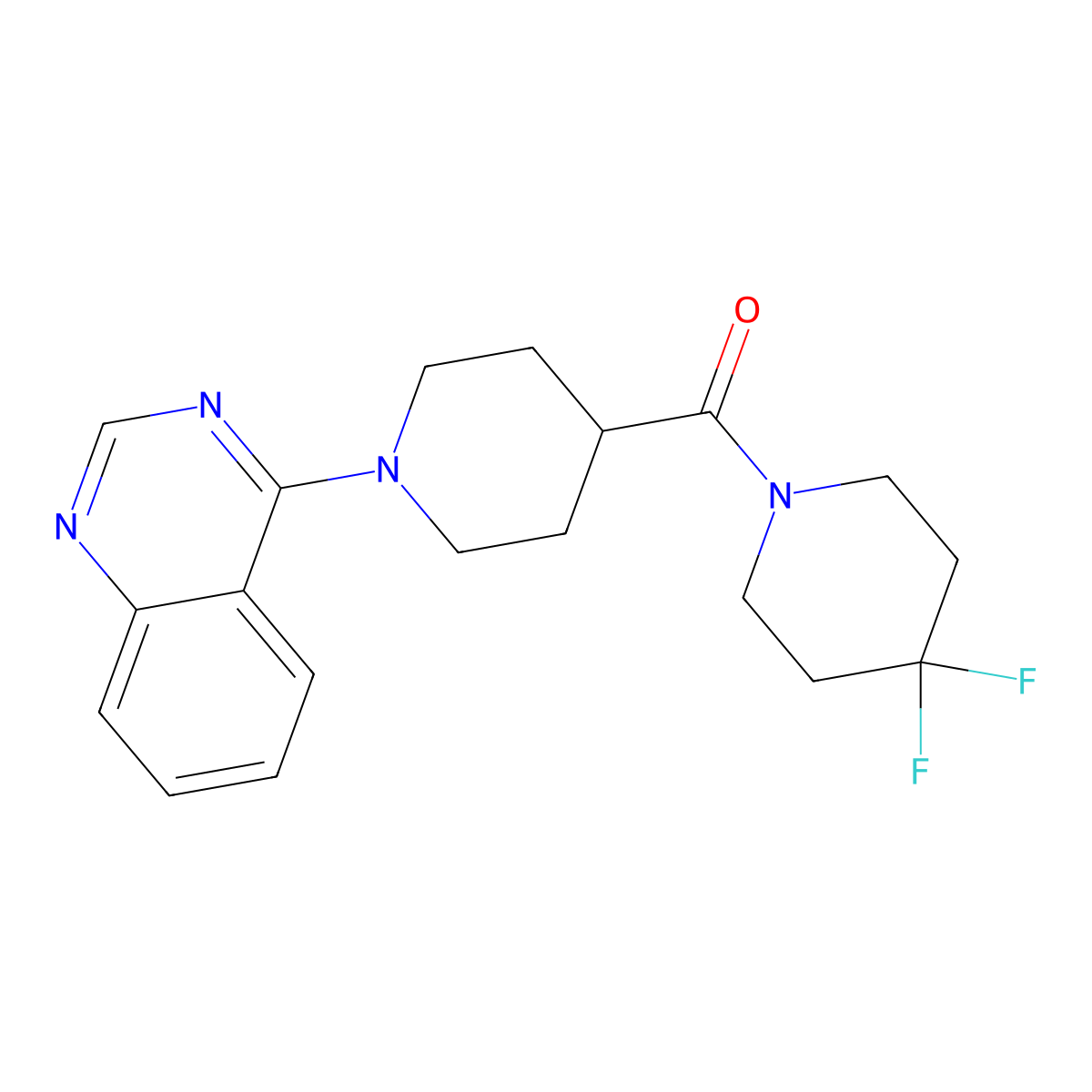 4-[4-(4,4-Difluoropiperidine-1-carbonyl)piperidin-1-yl]quinazoline molecular structure, CAS 2742054-40-4