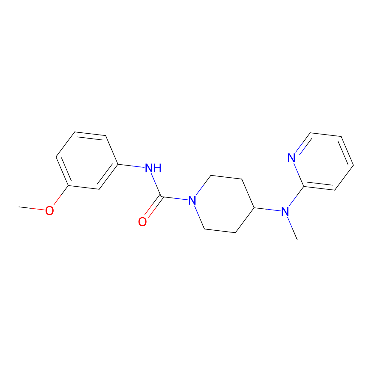 N-(3-methoxyphenyl)-4-[methyl(pyridin-2-yl)amino]piperidine-1-carboxamide molecular structure, CAS 2742054-50-6