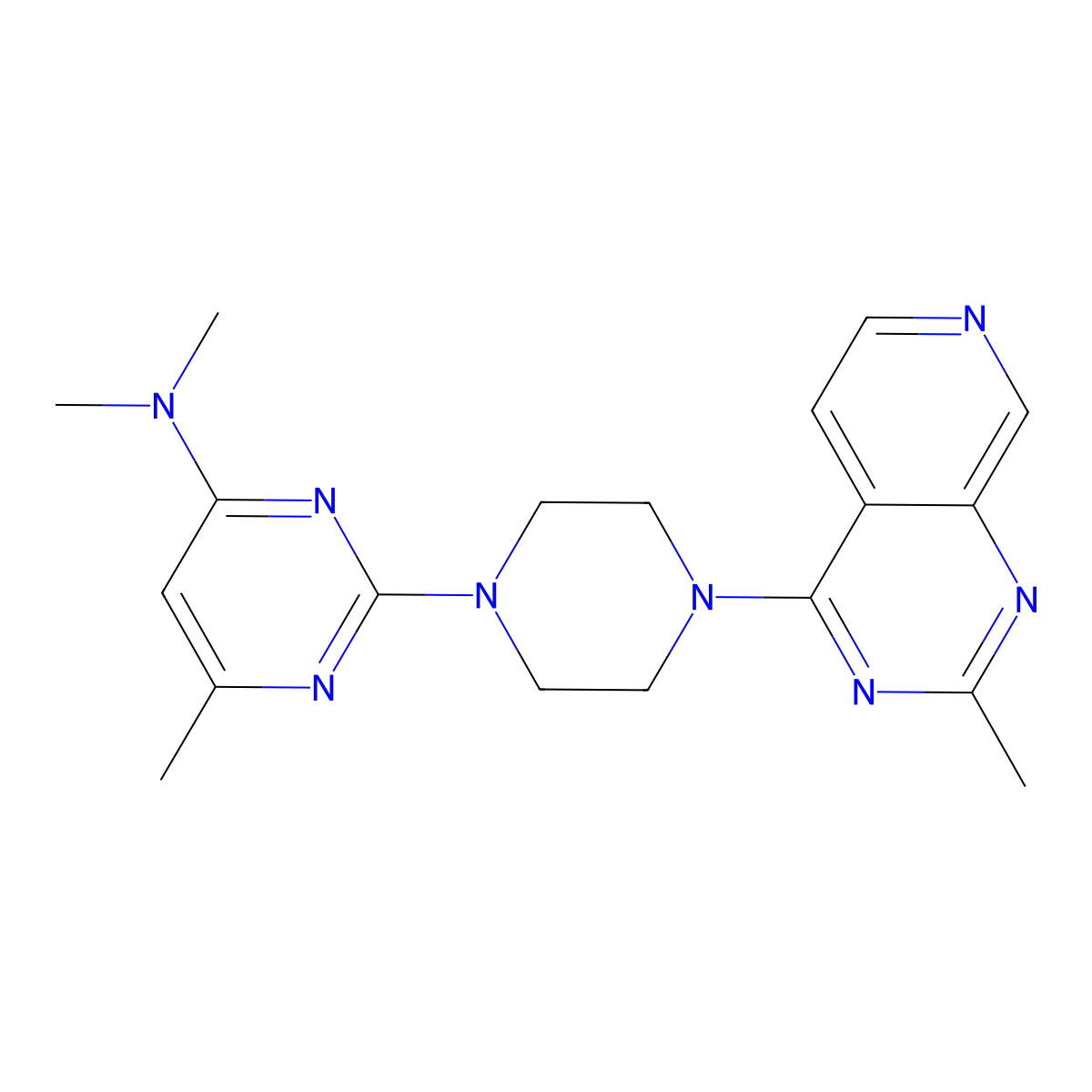 N,N,6-trimethyl-2-(4-{2-methylpyrido[3,4-d]pyrimidin-4-yl}piperazin-1-yl)pyrimidin-4-amine molecular structure, CAS 2742054-55-1