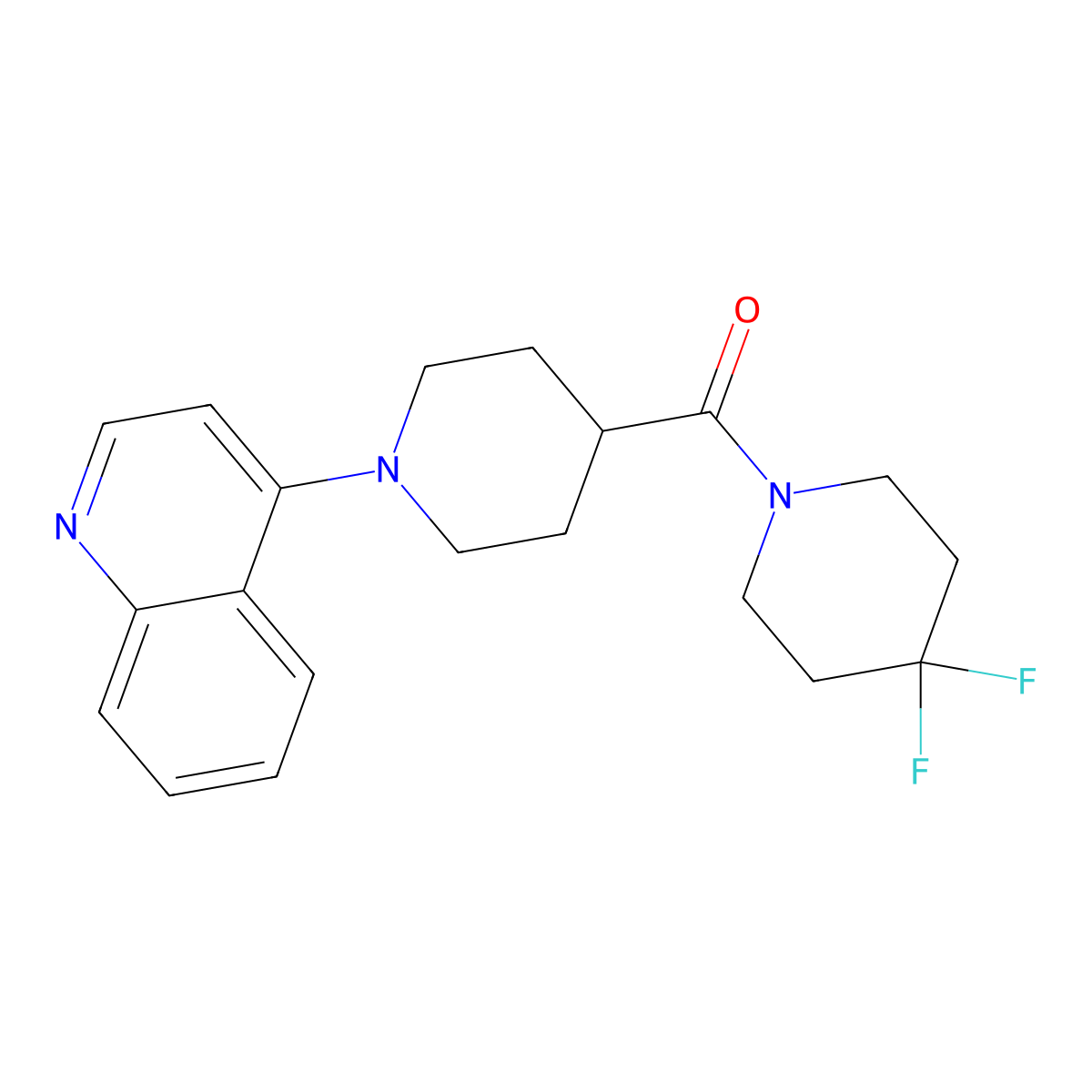 4-[4-(4,4-Difluoropiperidine-1-carbonyl)piperidin-1-yl]quinoline molecular structure, CAS 2742054-58-4