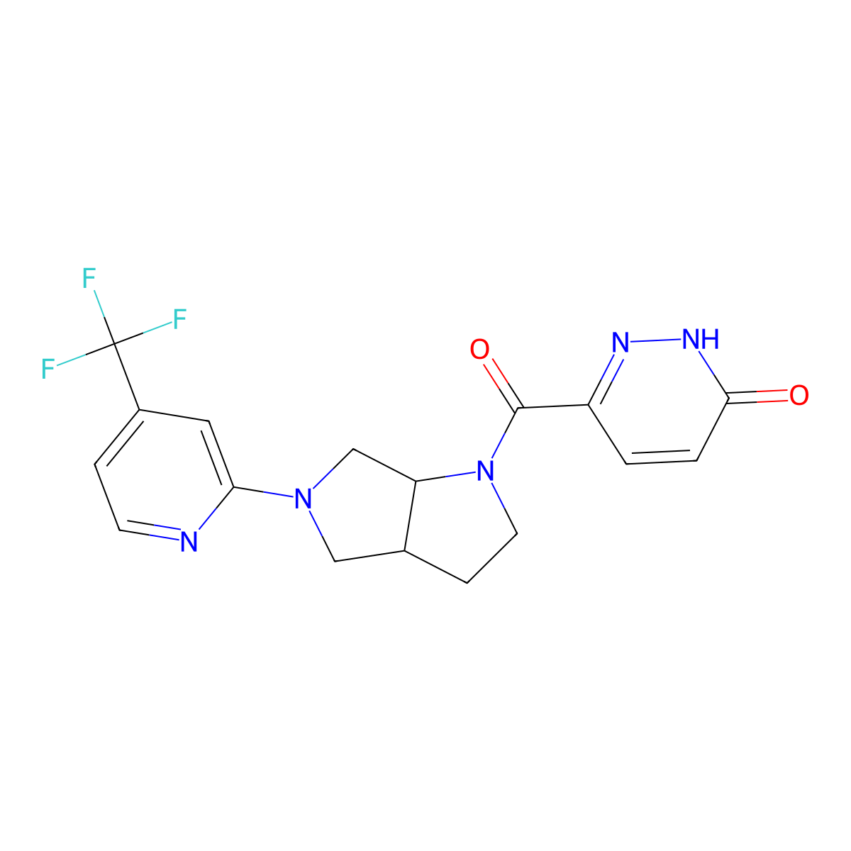 6-{5-[4-(Trifluoromethyl)pyridin-2-yl]-octahydropyrrolo[3,4-b]pyrrole-1-carbonyl}-2,3-dihydropyridazin-3-one molecular structure, CAS 2742054-63-1