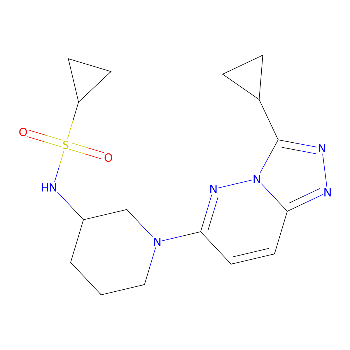 N-(1-{3-cyclopropyl-[1,2,4]triazolo[4,3-b]pyridazin-6-yl}piperidin-3-yl)cyclopropanesulfonamide molecular structure, CAS 2742054-65-3
