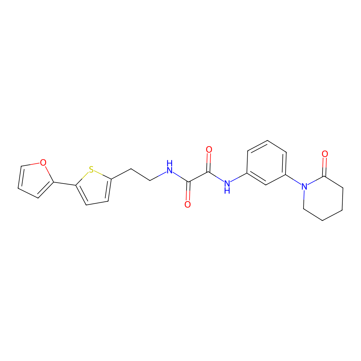 N-{2-[5-(furan-2-yl)thiophen-2-yl]ethyl}-N'-[3-(2-oxopiperidin-1-yl)phenyl]ethanediamide molecular structure, CAS 2742054-66-4