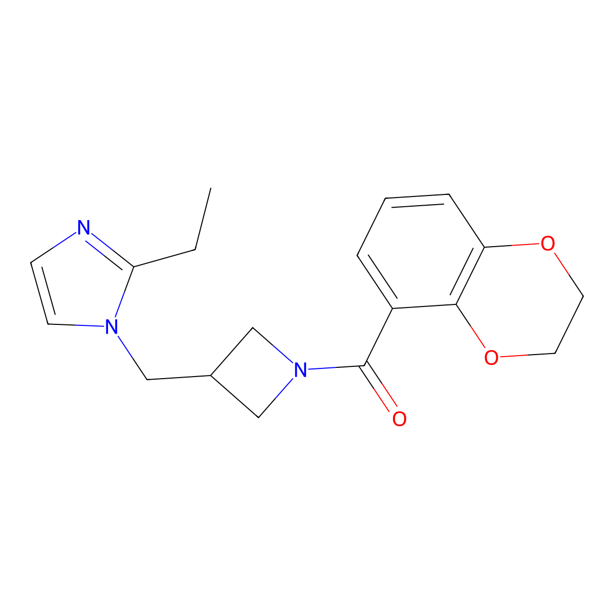 1-{[1-(2,3-dihydro-1,4-benzodioxine-5-carbonyl)azetidin-3-yl]methyl}-2-ethyl-1H-imidazole molecular structure, CAS 2742054-69-7