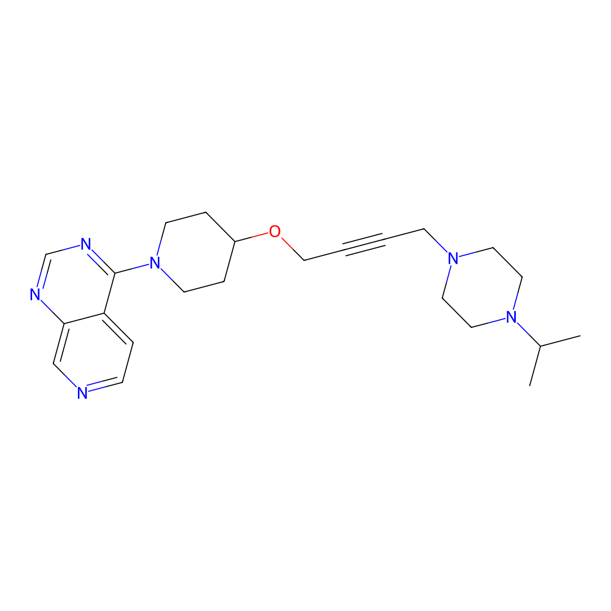 1-(Propan-2-yl)-4-{4-[(1-{pyrido[3,4-d]pyrimidin-4-yl}piperidin-4-yl)oxy]but-2-yn-1-yl}piperazine molecular structure, CAS 2742054-71-1