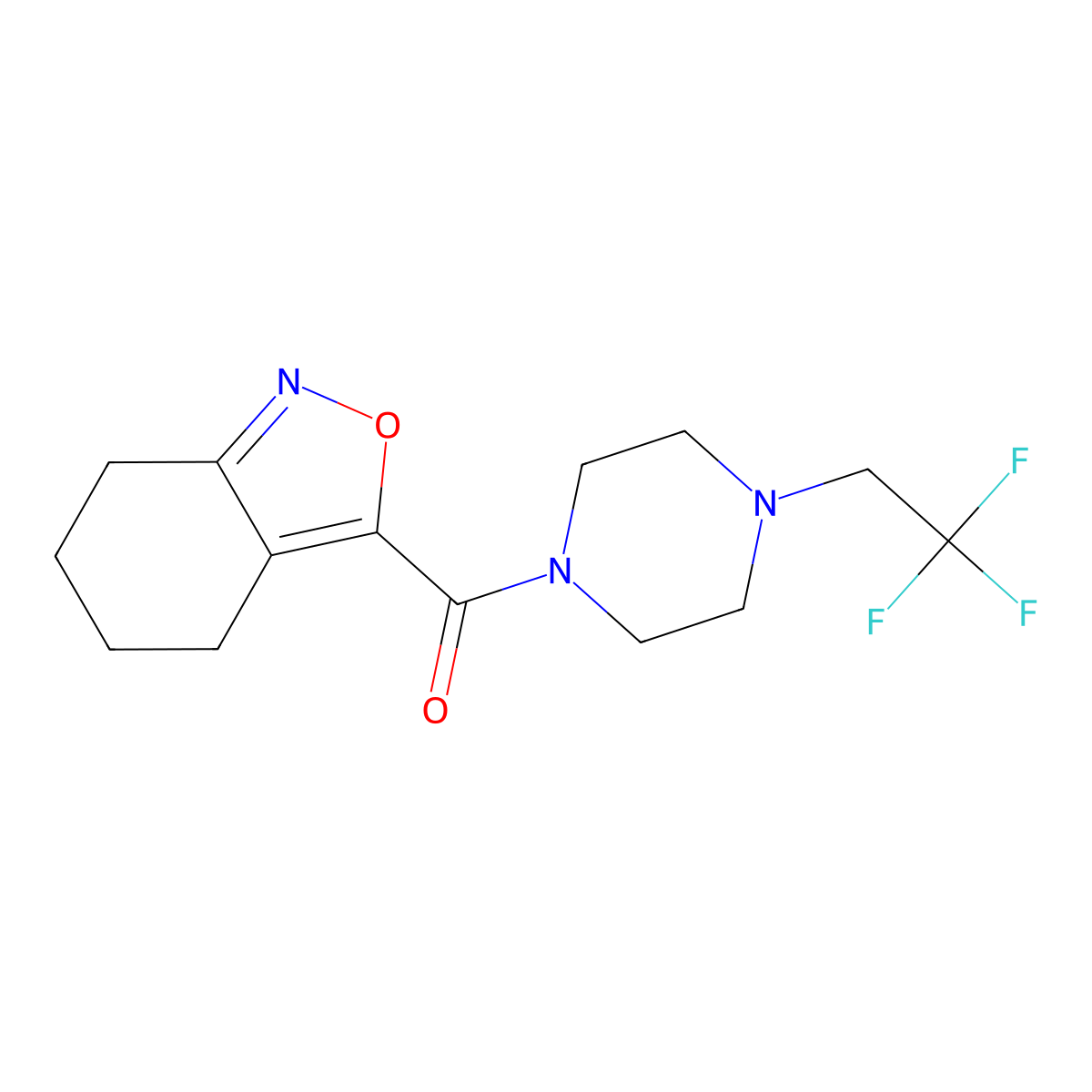 3-[4-(2,2,2-Trifluoroethyl)piperazine-1-carbonyl]-4,5,6,7-tetrahydro-2,1-benzoxazole molecular structure, CAS 2742054-78-8