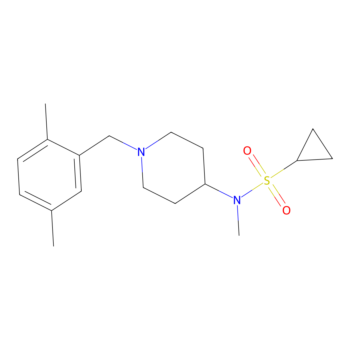 N-{1-[(2,5-dimethylphenyl)methyl]piperidin-4-yl}-N-methylcyclopropanesulfonamide molecular structure, CAS 2742054-79-9