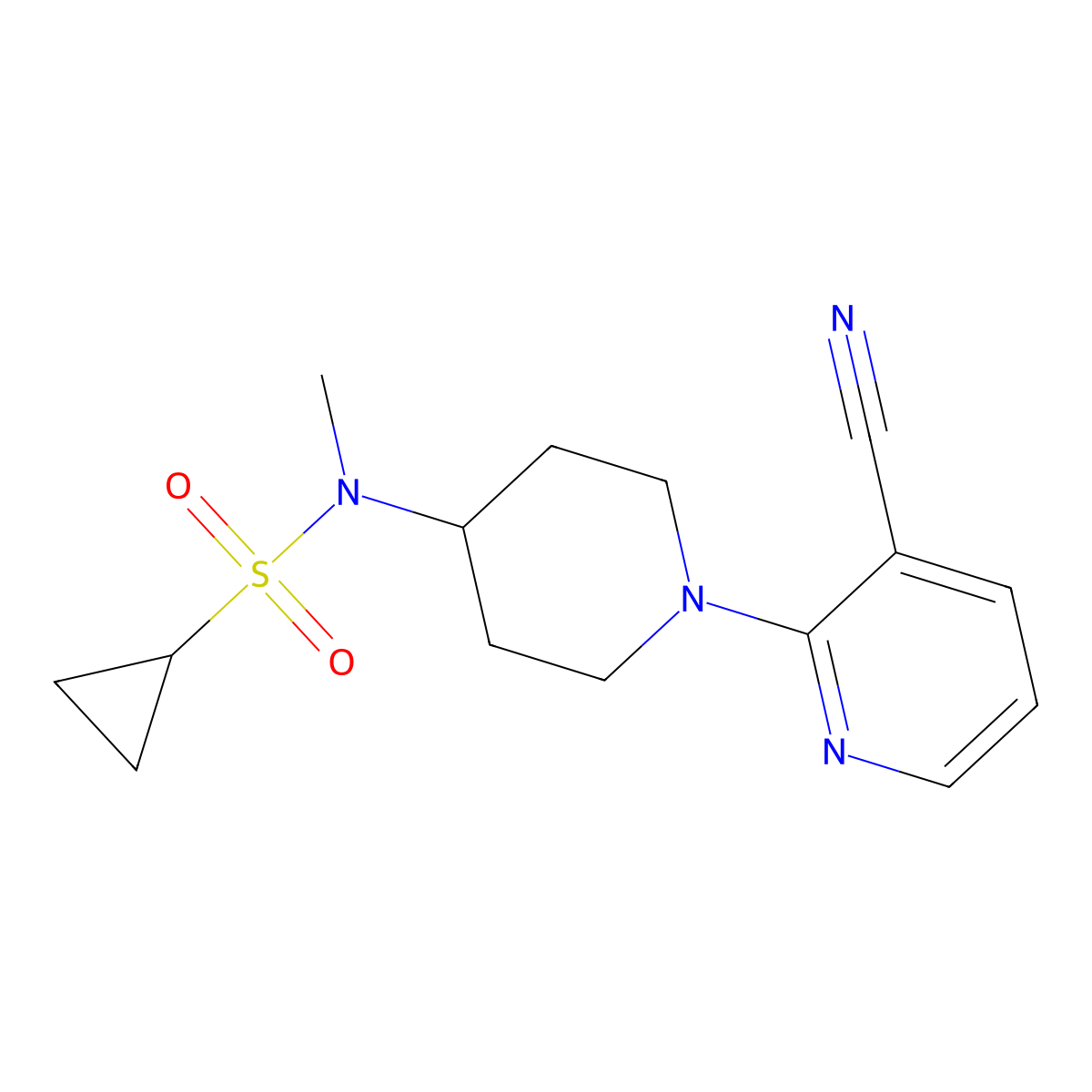 N-[1-(3-cyanopyridin-2-yl)piperidin-4-yl]-N-methylcyclopropanesulfonamide molecular structure, CAS 2742054-81-3