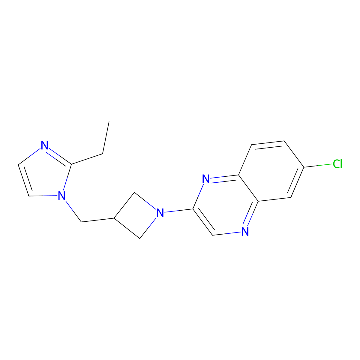 6-chloro-2-{3-[(2-ethyl-1H-imidazol-1-yl)methyl]azetidin-1-yl}quinoxaline molecular structure, CAS 2742054-83-5