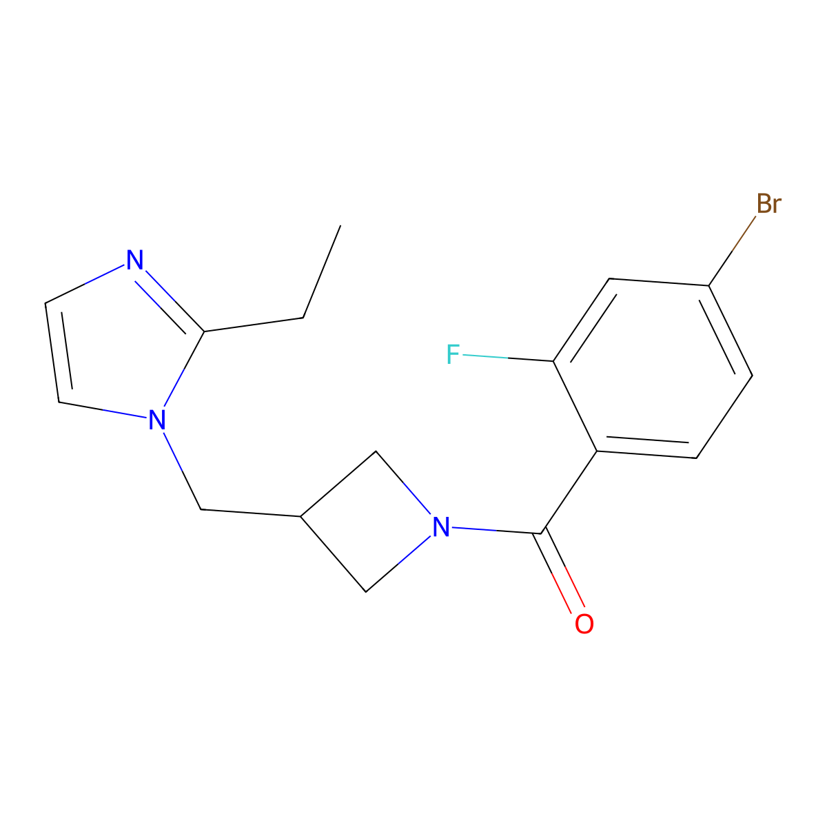 1-{[1-(4-bromo-2-fluorobenzoyl)azetidin-3-yl]methyl}-2-ethyl-1H-imidazole molecular structure, CAS 2742054-89-1