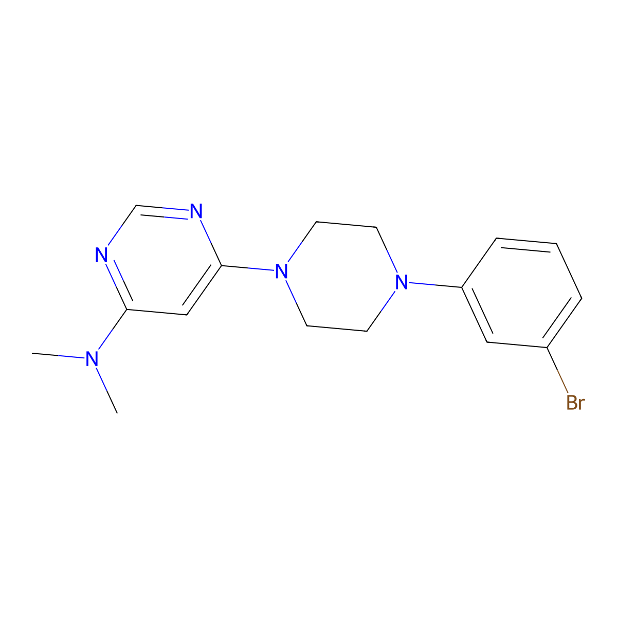 6-[4-(3-bromophenyl)piperazin-1-yl]-N,N-dimethylpyrimidin-4-amine molecular structure, CAS 2742054-94-8