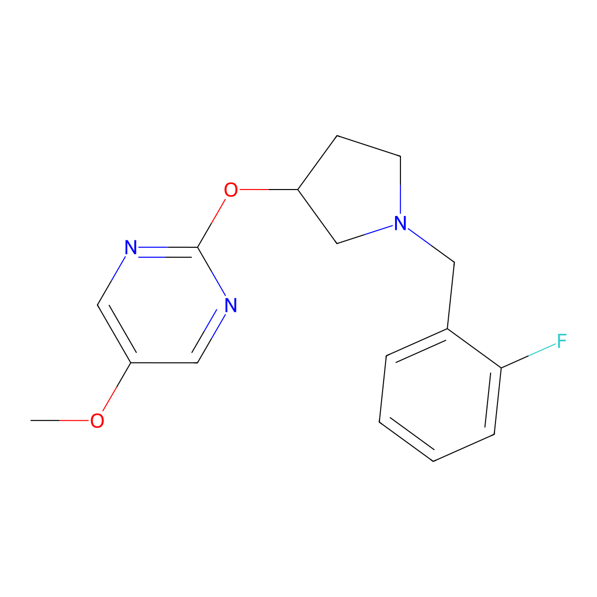 2-({1-[(2-Fluorophenyl)methyl]pyrrolidin-3-yl}oxy)-5-methoxypyrimidine molecular structure, CAS 2742055-02-1