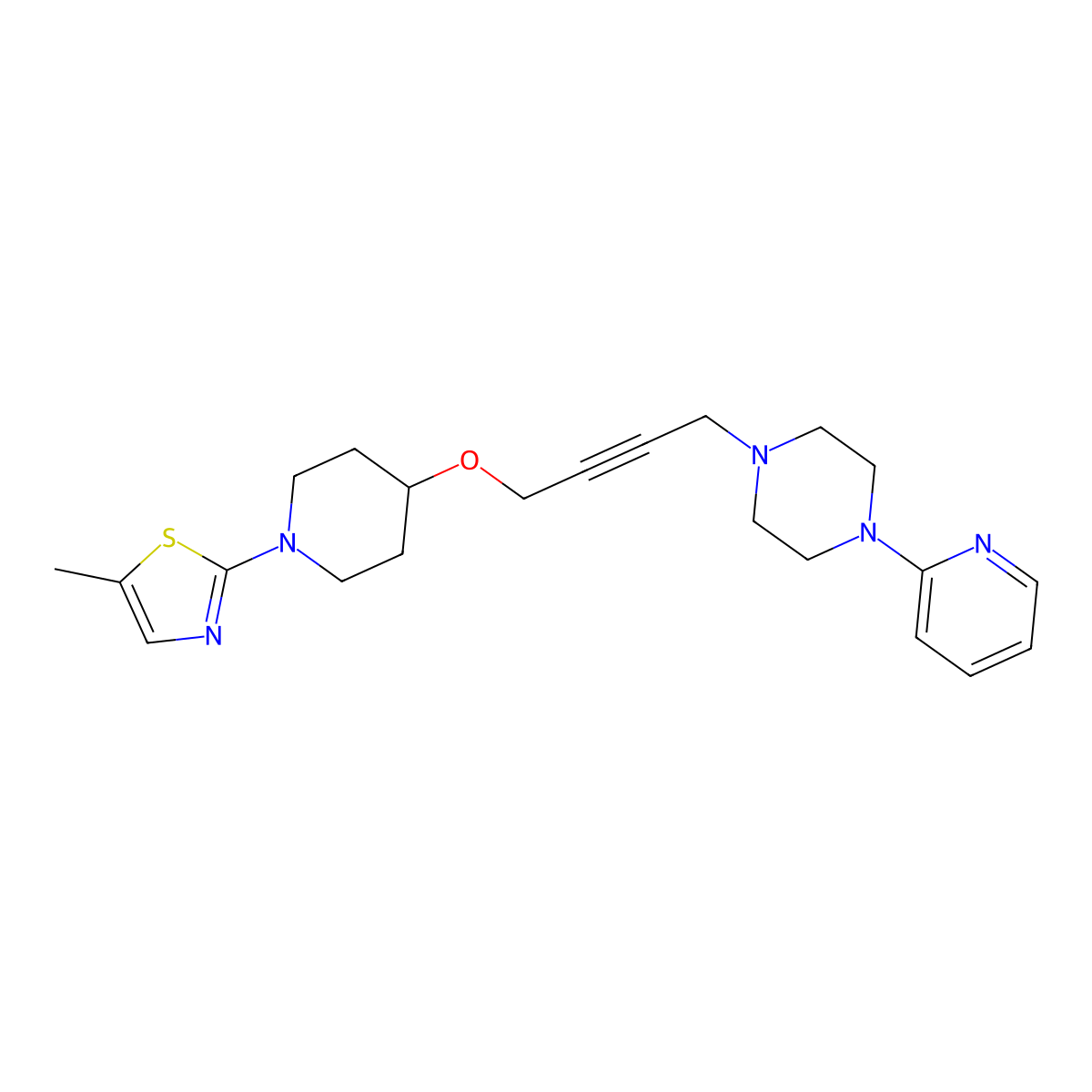 1-(4-{[1-(5-Methyl-1,3-thiazol-2-yl)piperidin-4-yl]oxy}but-2-yn-1-yl)-4-(pyridin-2-yl)piperazine molecular structure, CAS 2742055-04-3