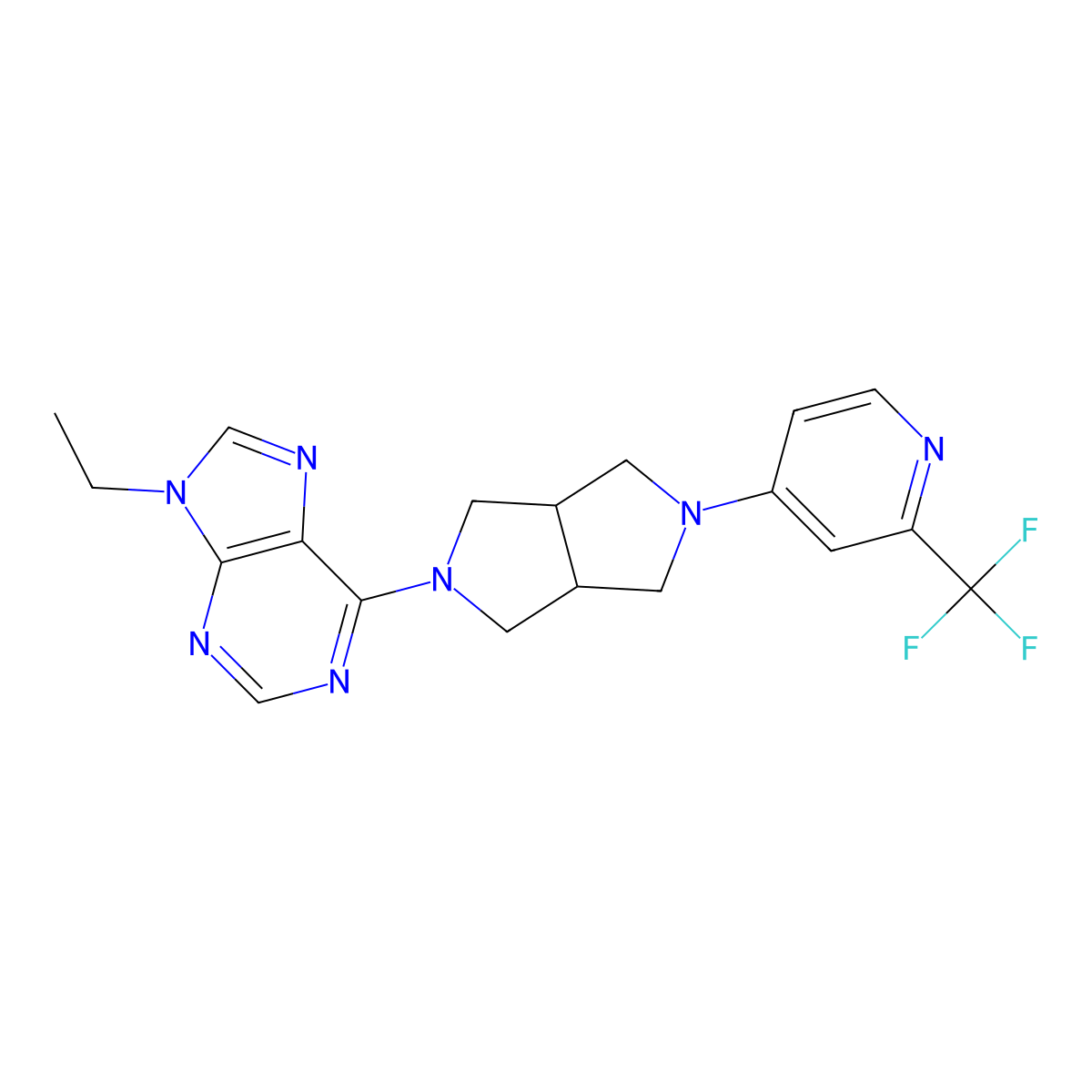 9-ethyl-6-{5-[2-(trifluoromethyl)pyridin-4-yl]-octahydropyrrolo[3,4-c]pyrrol-2-yl}-9H-purine molecular structure, CAS 2742055-06-5