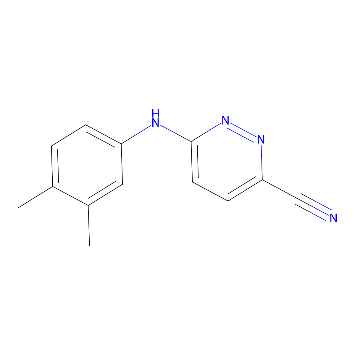 6-[(3,4-Dimethylphenyl)amino]pyridazine-3-carbonitrile molecular structure, CAS 2742055-07-6