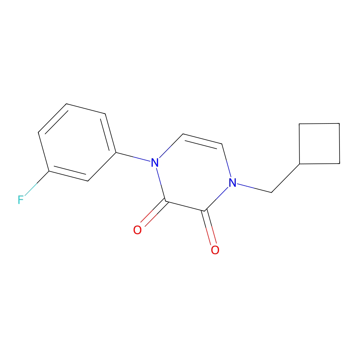 1-(Cyclobutylmethyl)-4-(3-fluorophenyl)-1,2,3,4-tetrahydropyrazine-2,3-dione molecular structure, CAS 2742055-14-5