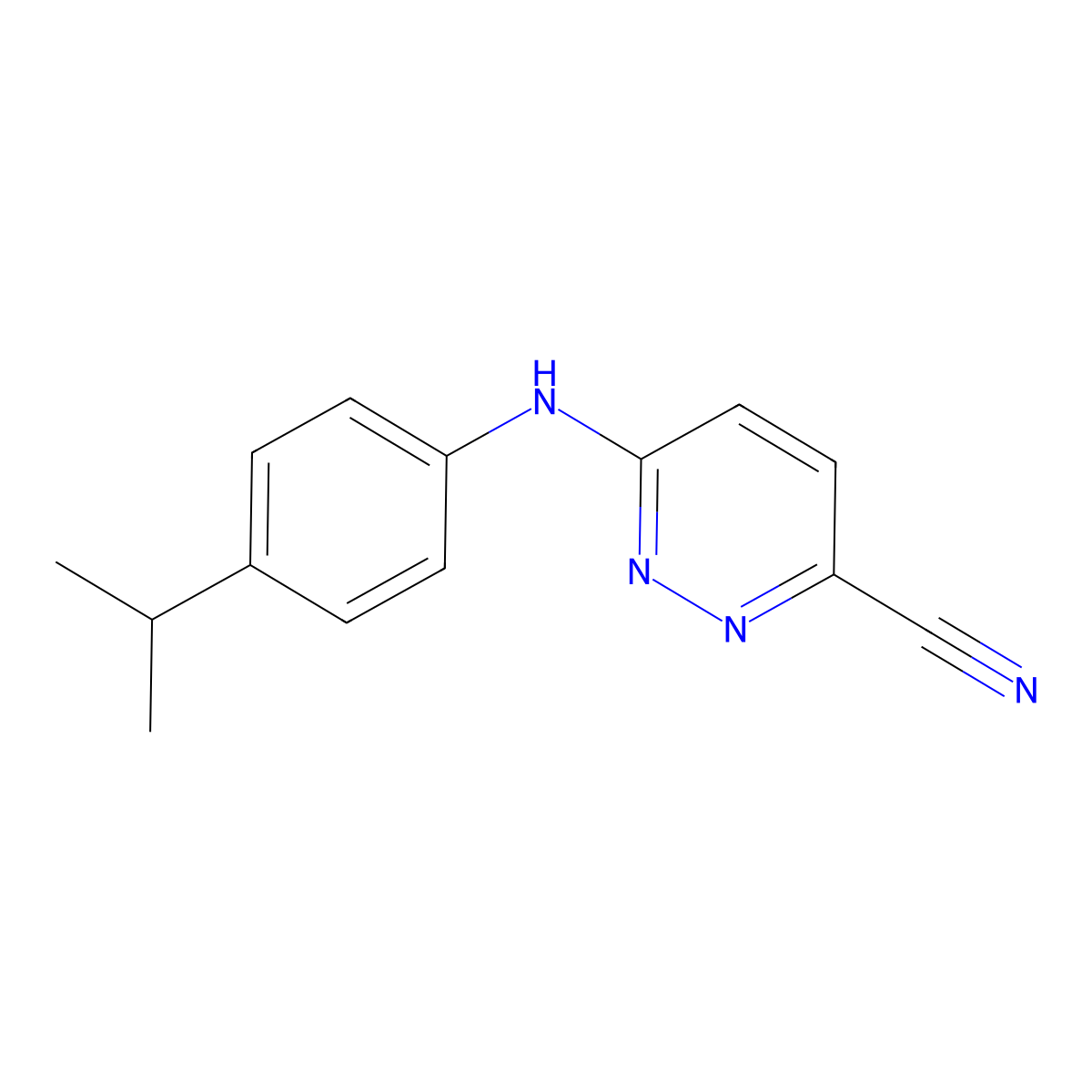 6-{[4-(Propan-2-yl)phenyl]amino}pyridazine-3-carbonitrile molecular structure, CAS 2742055-16-7