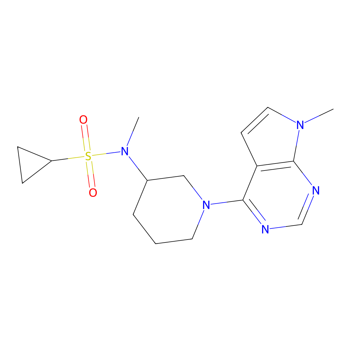 N-methyl-N-(1-{7-methyl-7H-pyrrolo[2,3-d]pyrimidin-4-yl}piperidin-3-yl)cyclopropanesulfonamide molecular structure, CAS 2742055-17-8